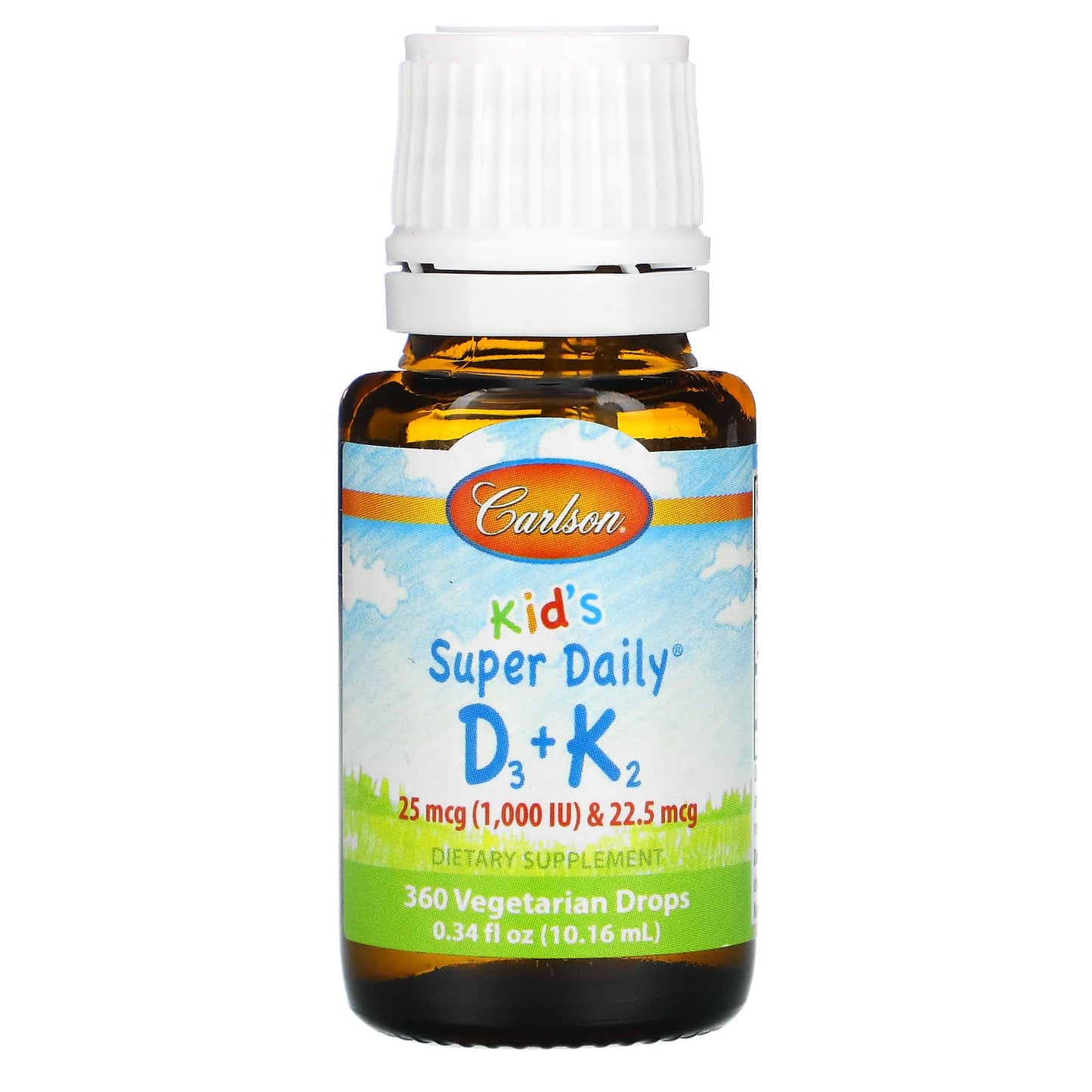 Carlson Labs, Kid's Super Daily® D3 + K2, 0.34 fl oz (10.16 ml) UPC 088395105302 | HiLife Vitamins