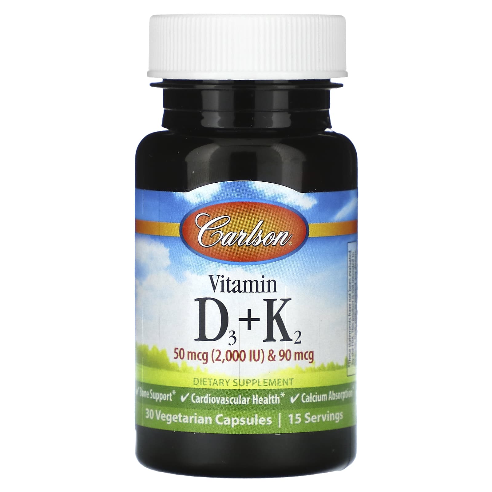 Carlson Labs, D3 & K2 Caps, 30 Capsules UPC 088395106002 | HiLife Vitamins