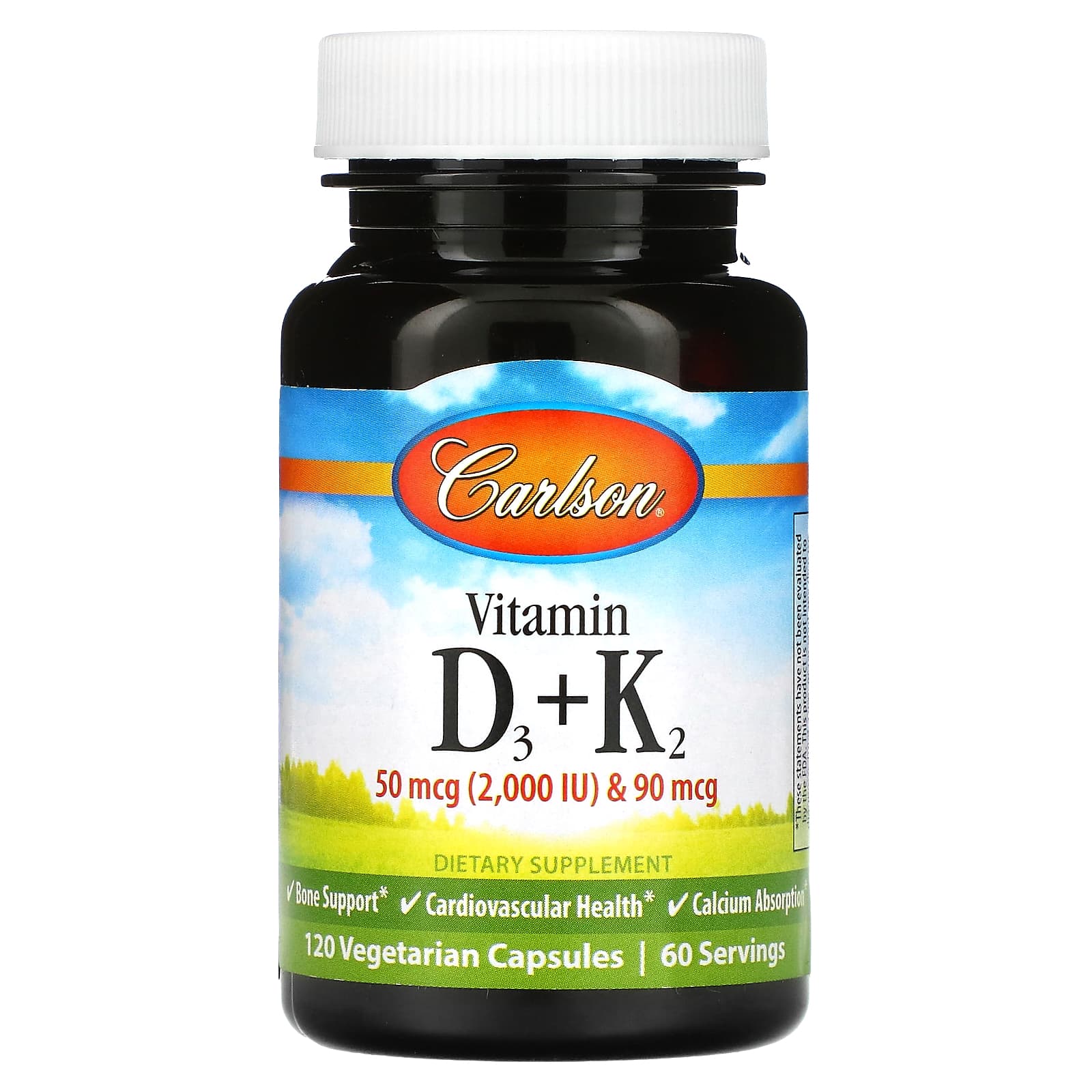 Carlson Labs, D3 & K2 Caps, 120 Capsules UPC 088395106200 | HiLife Vitamins