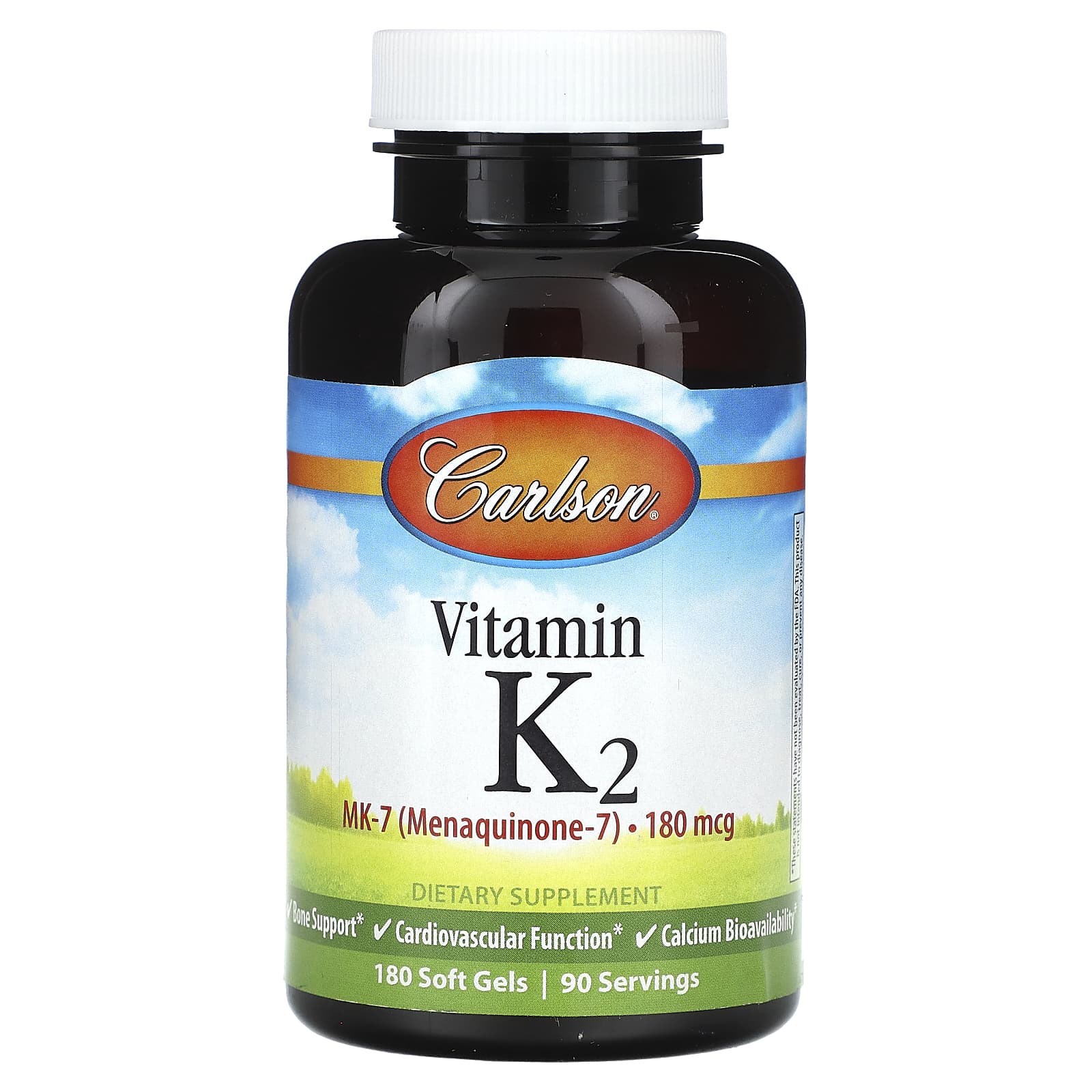 Carlson Labs, K2 MK-7 180mcg, 180 Softgels - 088395108303 | Hilife Vitamins