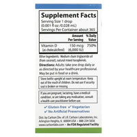 Carlson Labs, Super Daily D3 6,000 IU/ Drop, .35 Oz UPC 088395120008 | HiLife Vitamins
