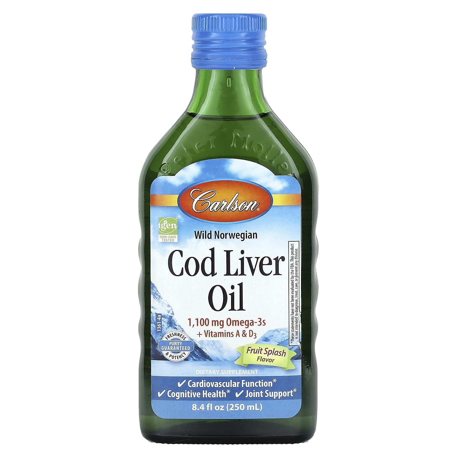 Carlson Labs, Cod Liver Oil Natural Fruit Splash, 250 Liquid UPC 088395136108 | HiLife Vitamins