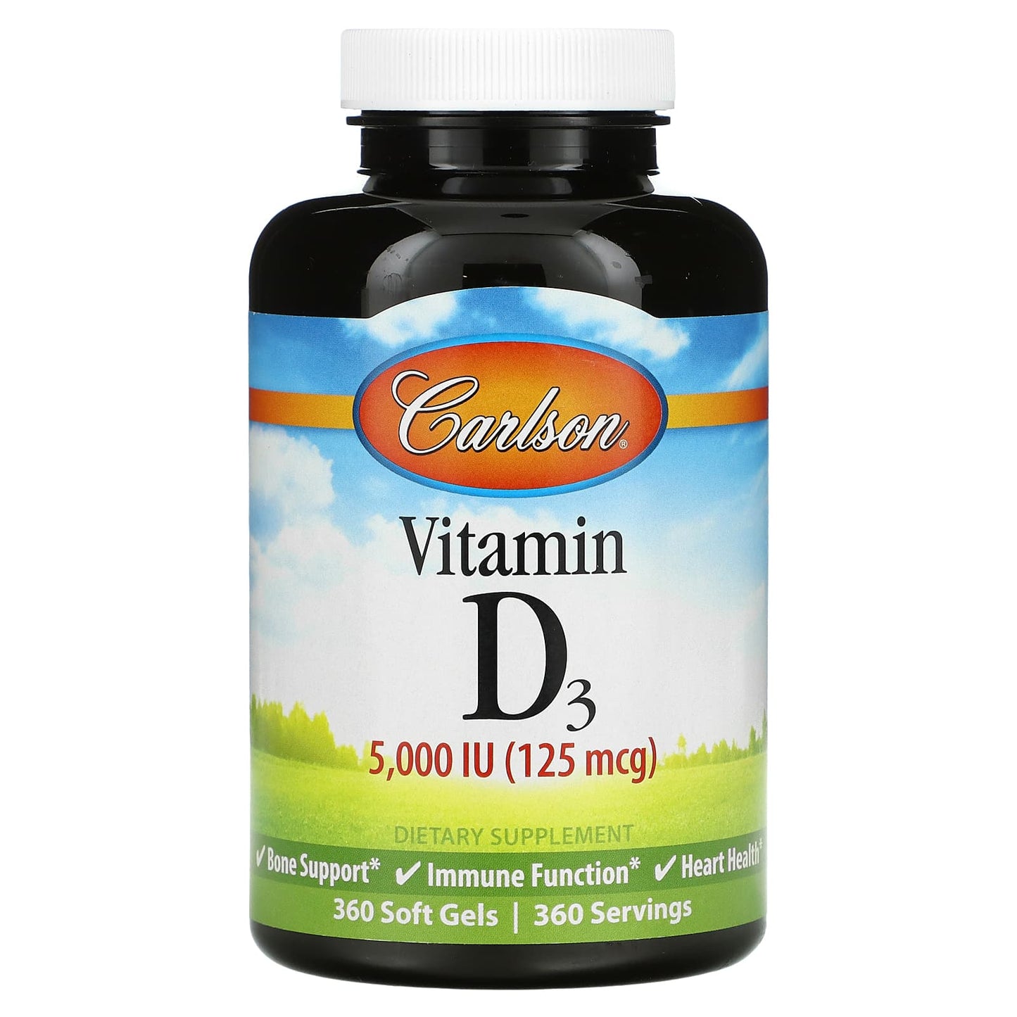 Carlson Labs, Vitamin D 5000IU, 360 Softgels - 088395141201 | Hilife Vitamins