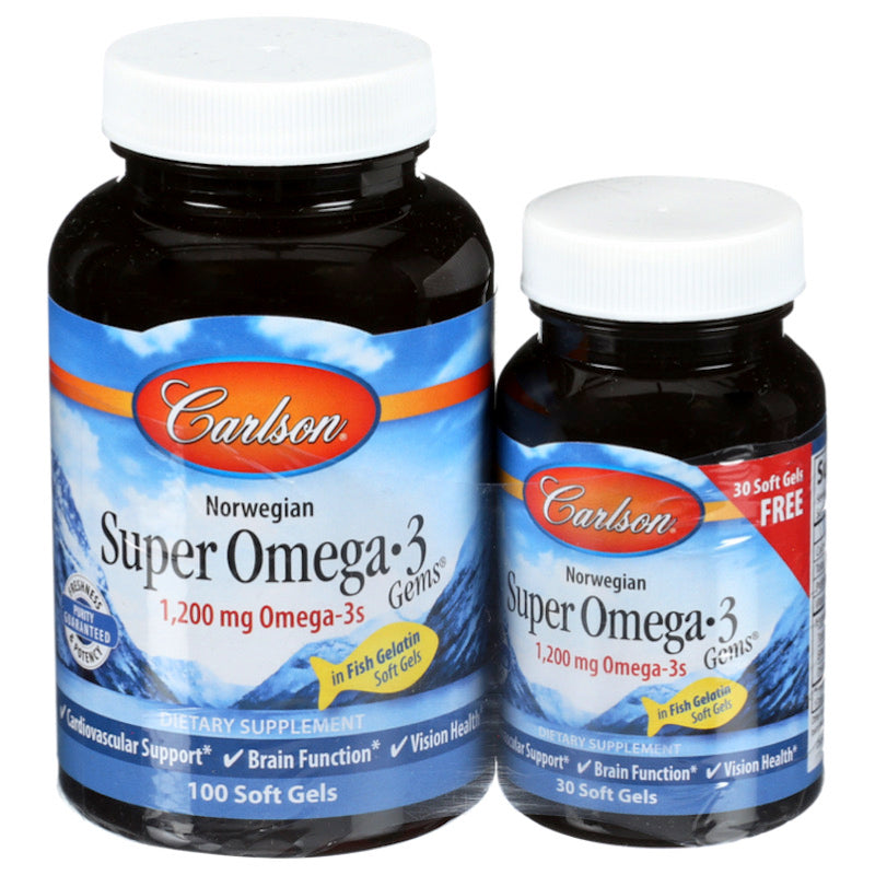 Carlson Labs, Super Omega-3 1200 mg, 130 Softgels UPC 088395153402 | HiLife Vitamins