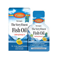 Carlson Labs, The Very Finest Fish Oil, Natural Lemon Flavor, 15 - 5 mL Liquid Packets UPC 088395154706 | Hilife Vitamins