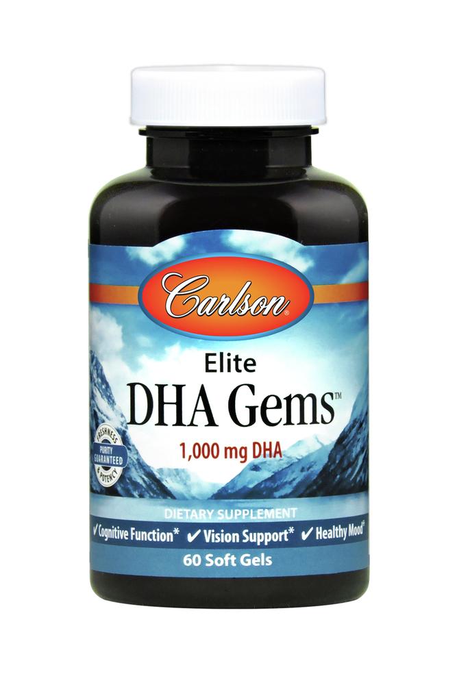 Carlson Labs, Elite DHA Gems, 60 Softgels UPC 088395169106 | HiLife Vitamins