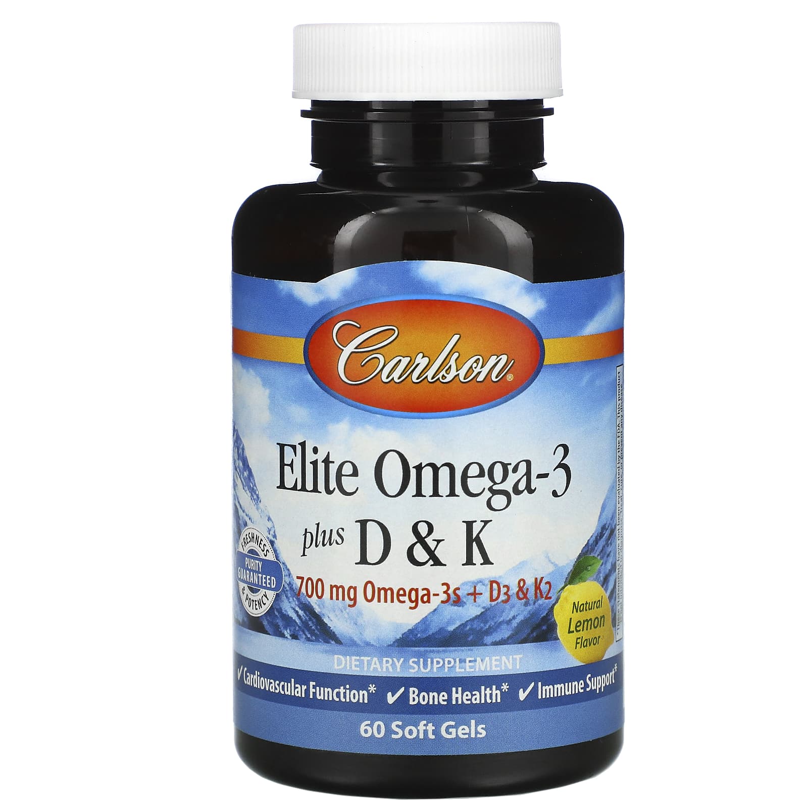 Carlson Labs, Elite Omega-3 + D & K, 60 Softgels UPC 088395175107 | HiLife Vitamins