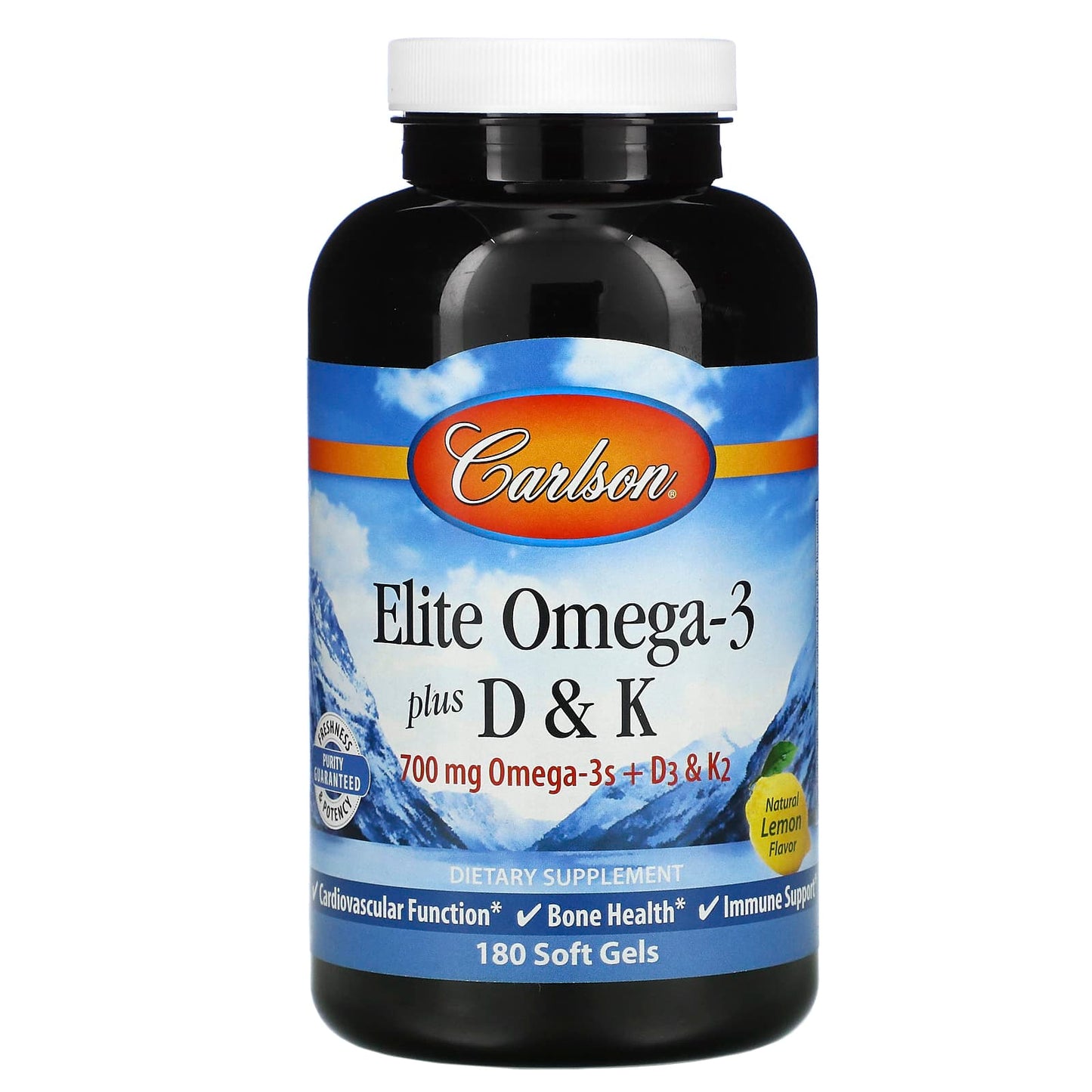 Carlson Labs, Elite Omega-3 + D & K, 180 Softgels UPC 088395175206 | HiLife Vitamins