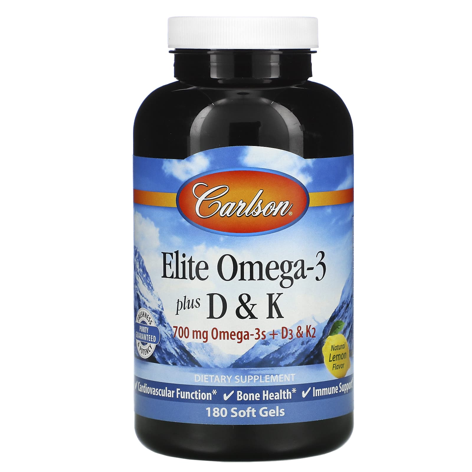 Carlson Labs, Elite Omega-3 + D & K, 180 Softgels UPC 088395175206 | HiLife Vitamins