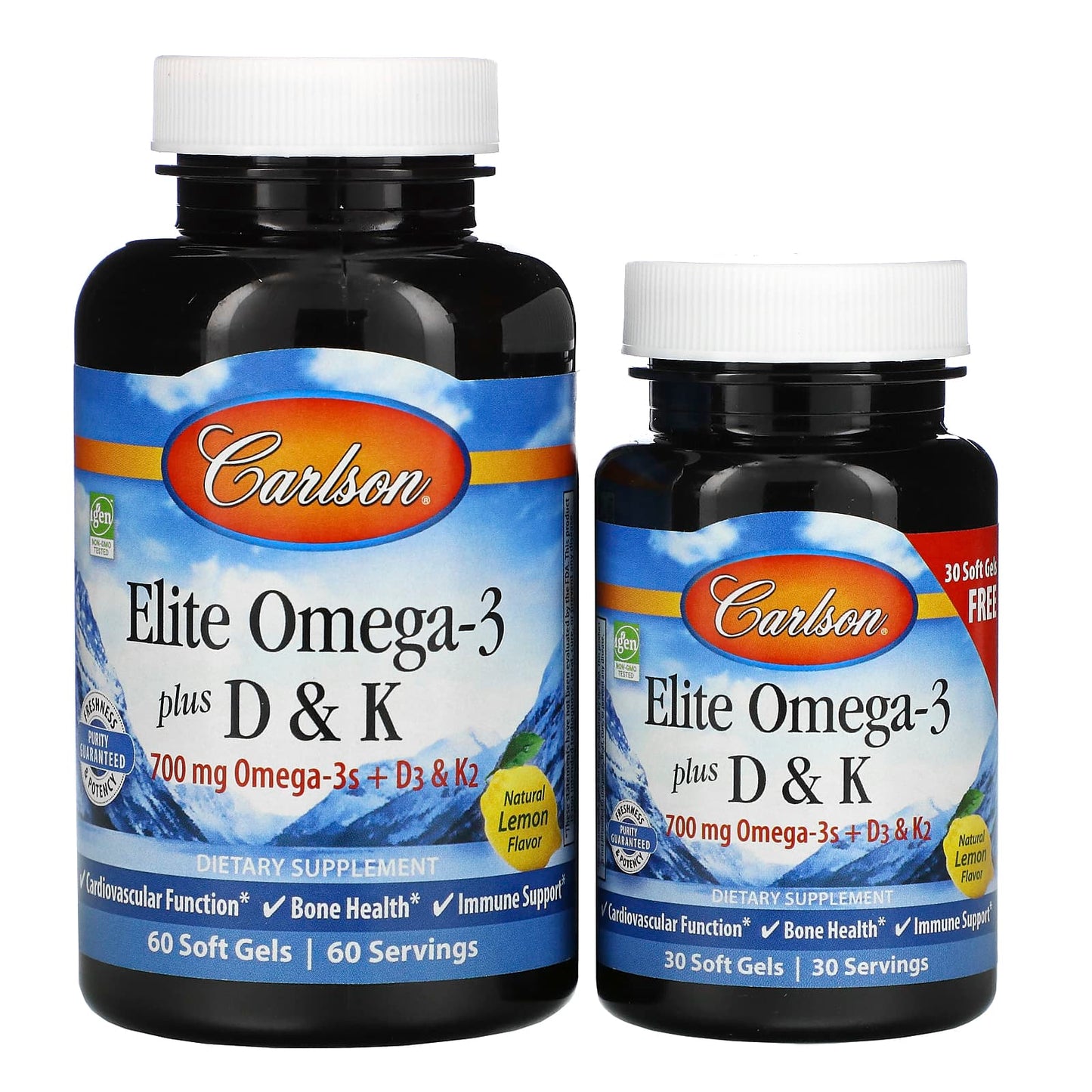 Carlson Labs, Elite Omega-3 + D & K, 90 Softgels UPC 088395175404 | HiLife Vitamins