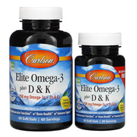 Carlson Labs, Elite Omega-3 + D & K, 90 Softgels UPC 088395175404 | HiLife Vitamins