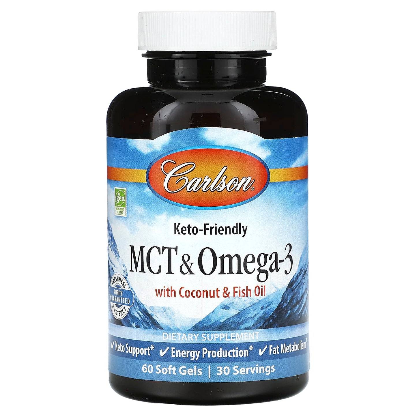 Carlson Labs, MCT & Omega-3, 60 Softgels UPC 088395176005 | HiLife Vitamins