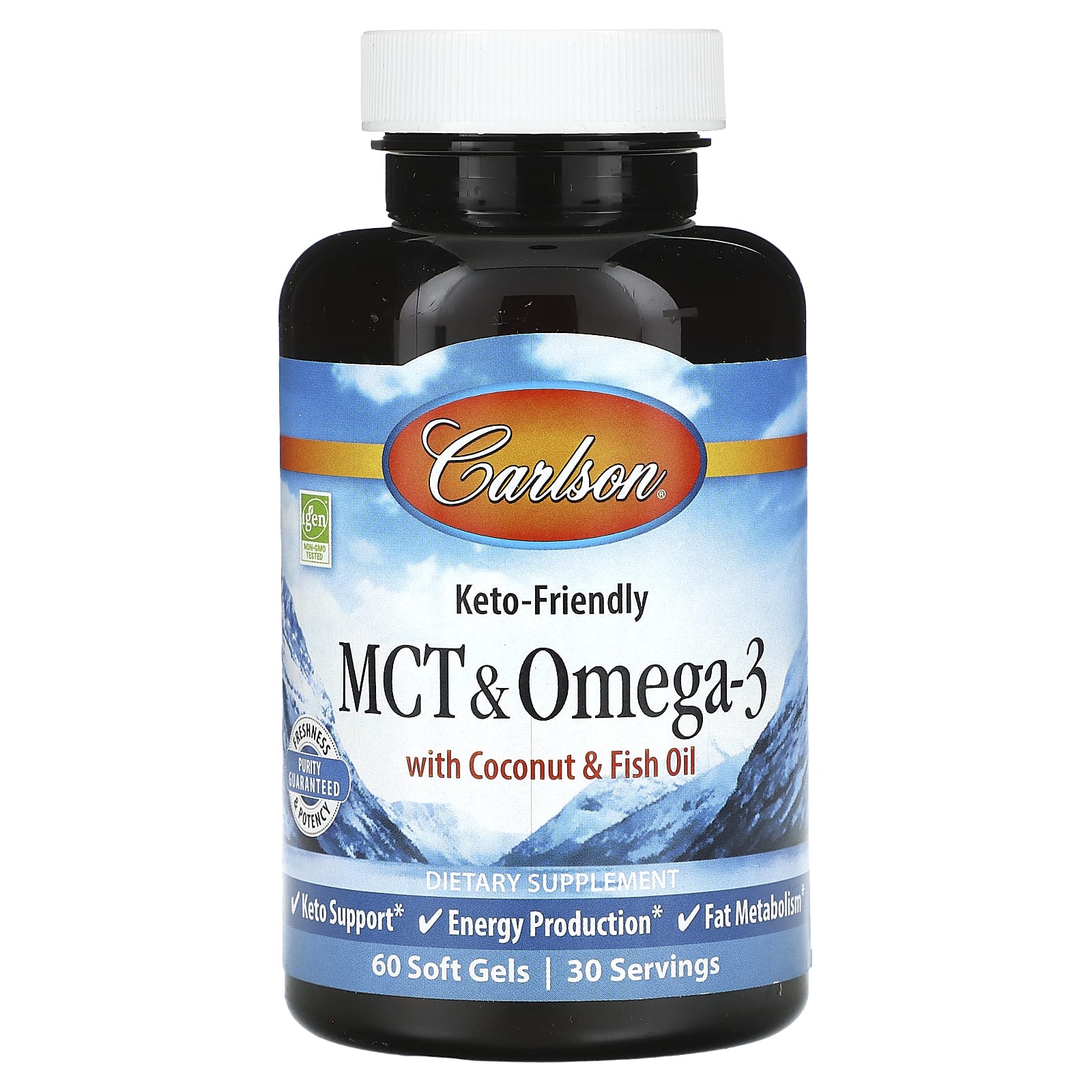 Carlson Labs, MCT & Omega-3, 60 Softgels UPC 088395176005 | HiLife Vitamins