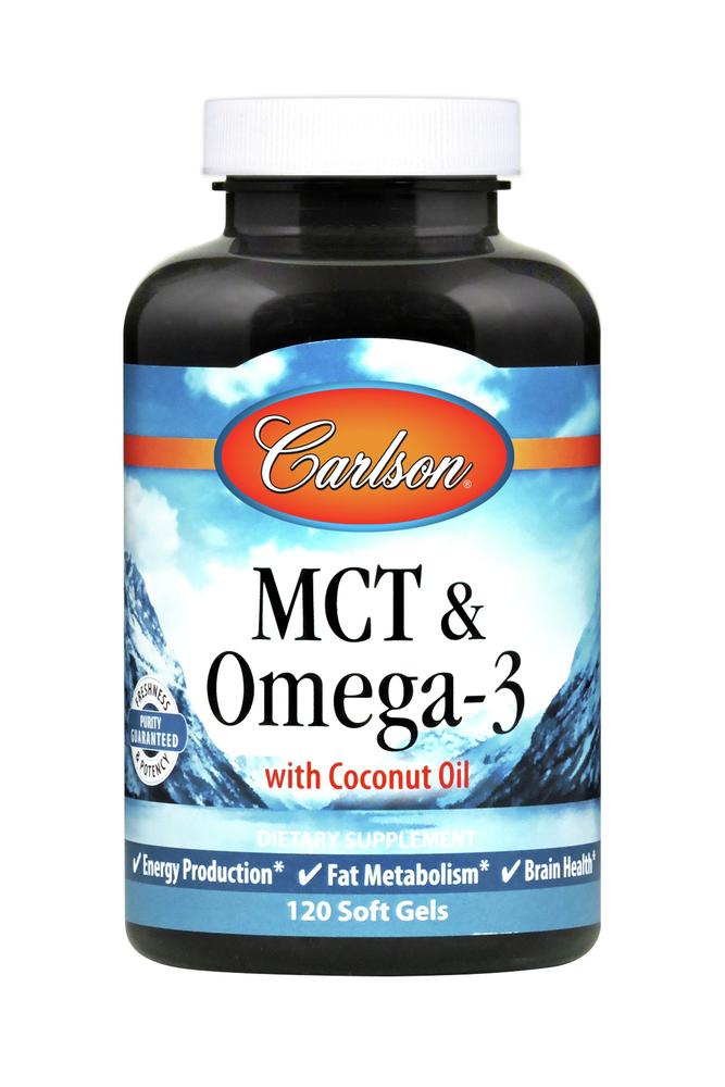 Carlson Labs, MCT & Omega-3, 120 Soft Gels UPC 088395176104 | HiLife Vitamins