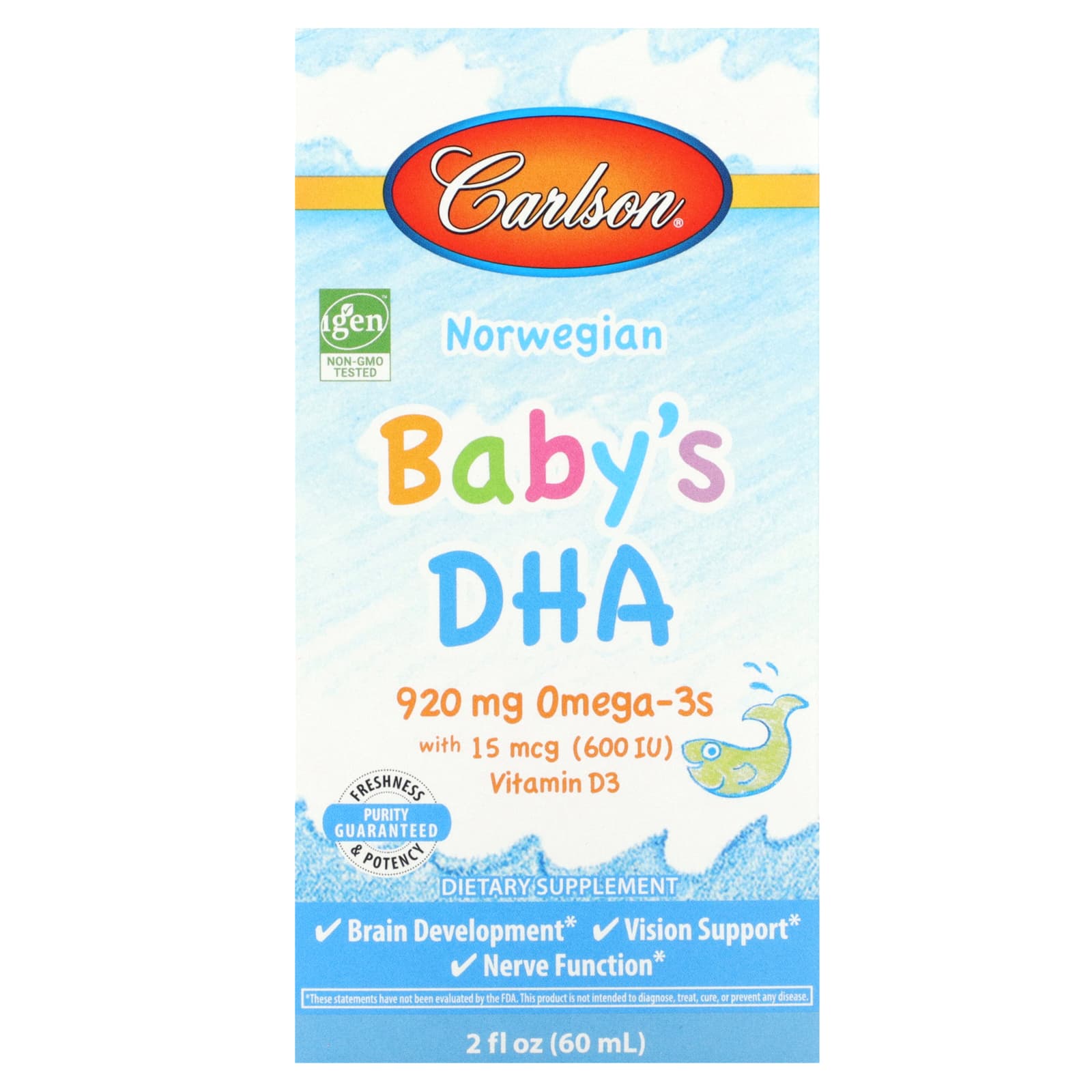 Carlson Labs, Baby's DHA, 1 Liquid UPC 088395186004 | HiLife Vitamins
