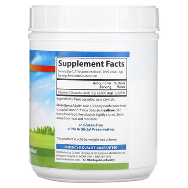 Carlson Labs, Vitamin C Crystals Non-GMO, 35 Oz Liquid UPC 088395335402 | HiLife Vitamins