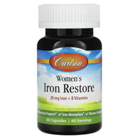 Carlson Labs, Women's Iron Restore, 60 Capsules UPC 088395435102 | HiLife Vitamins