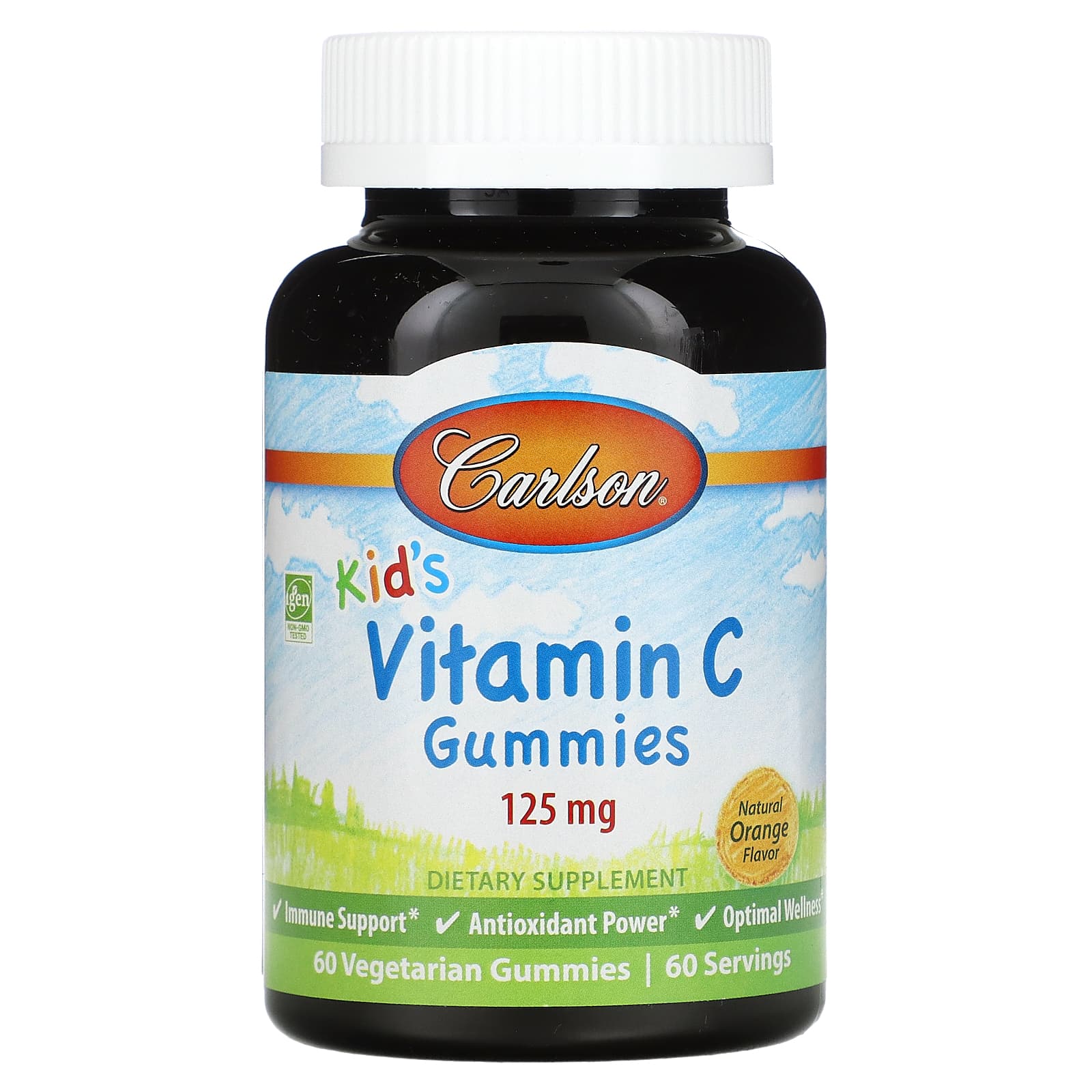 Carlson Labs, C-Vitamin Kids, 60 vegetarian gummies UPC 088395490309 | HiLife Vitamins