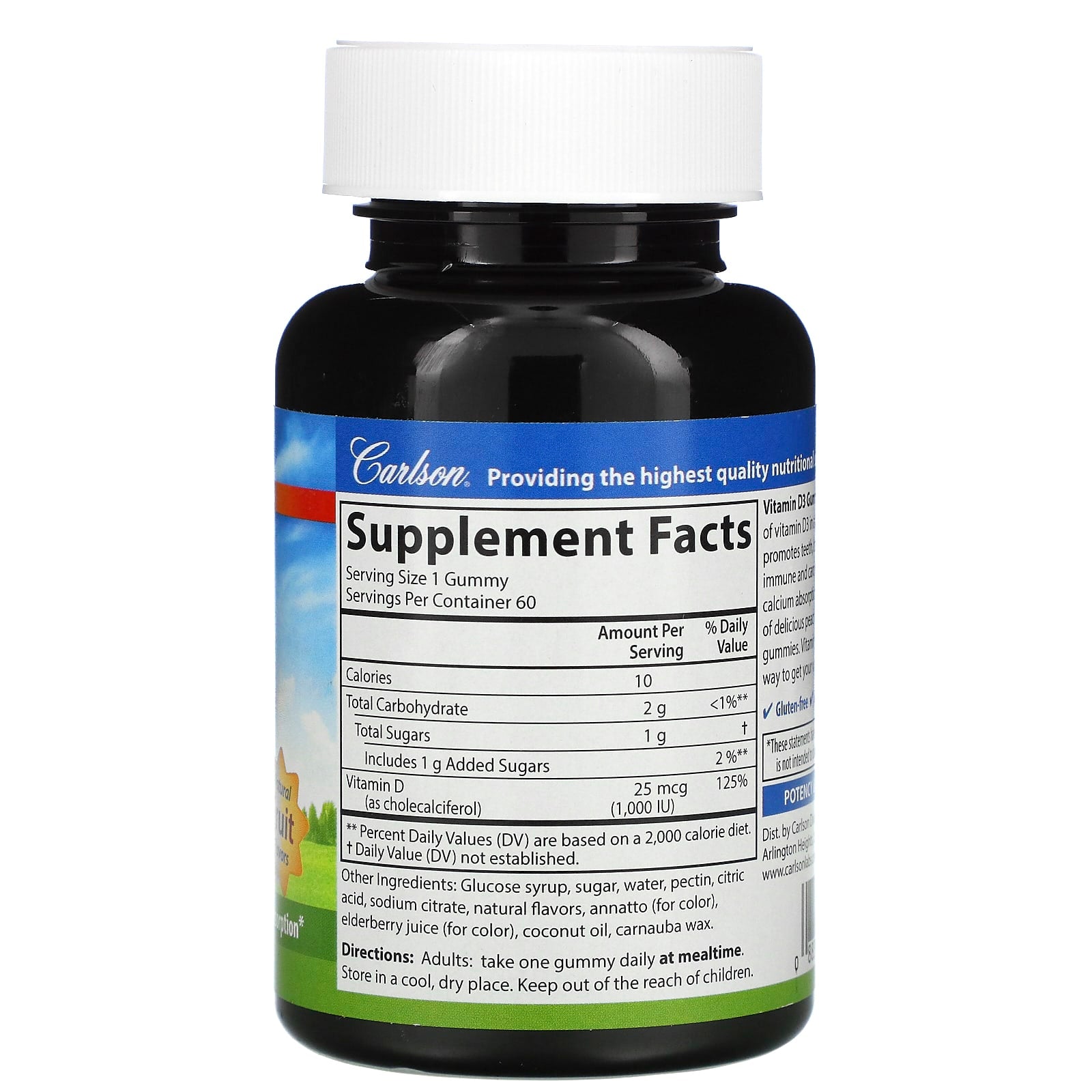 Carlson Labs, D Vitamin, 60 Gummies UPC 088395494000 | HiLife Vitamins