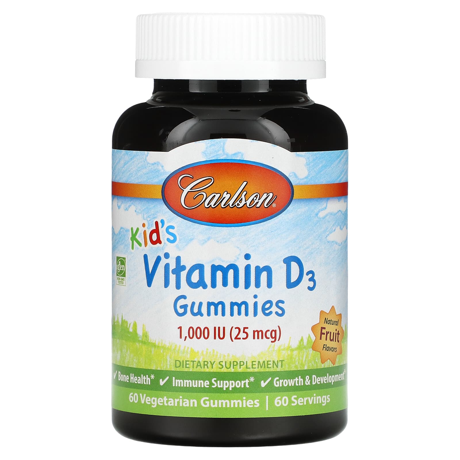 Carlson Labs, D Vitamin Kids, 60 Gummies UPC 088395494307 | HiLife Vitamins