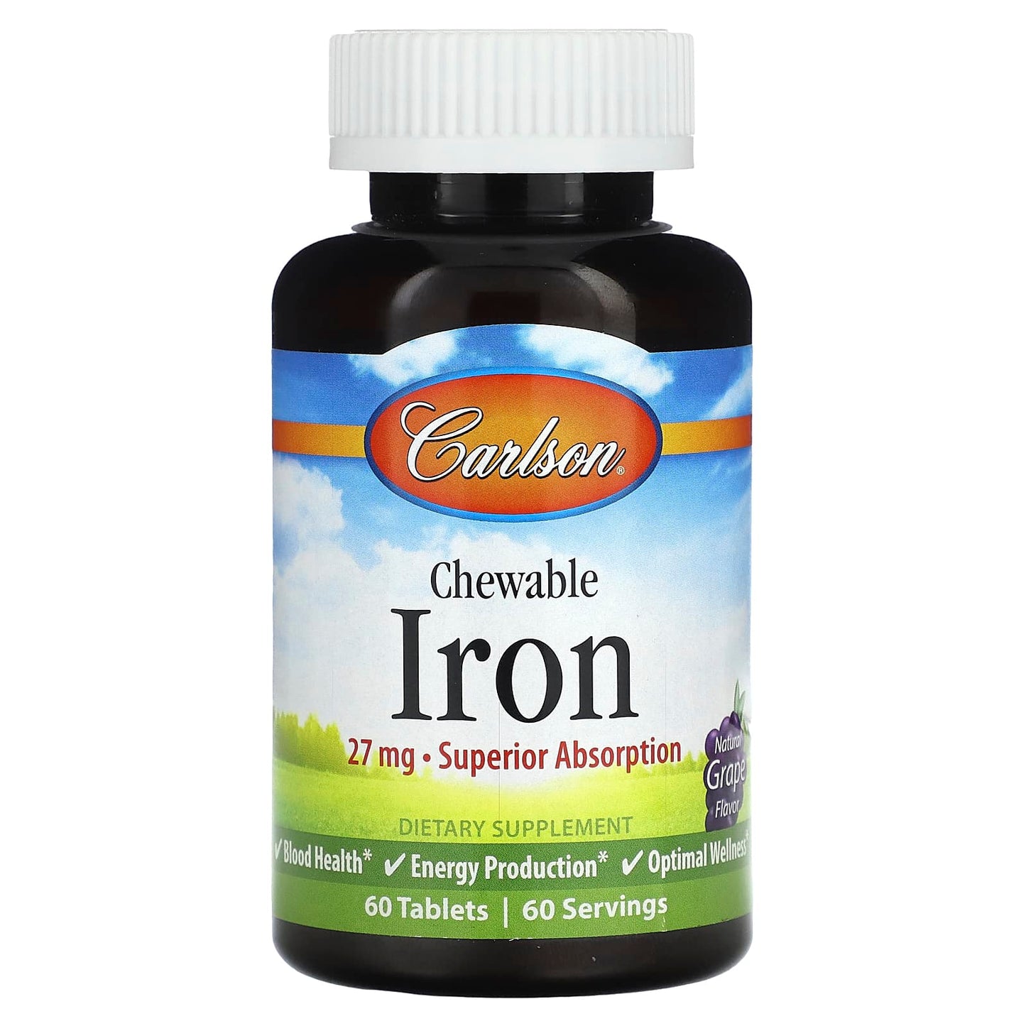 Carlson Labs, Chew-Iron, 60 Tablets - 088395558108 | Hilife Vitamins