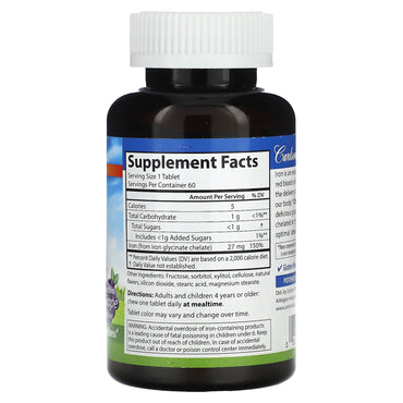 Carlson Labs, Chew-Iron, 60 Tablets UPC 088395558108 | HiLife Vitamins