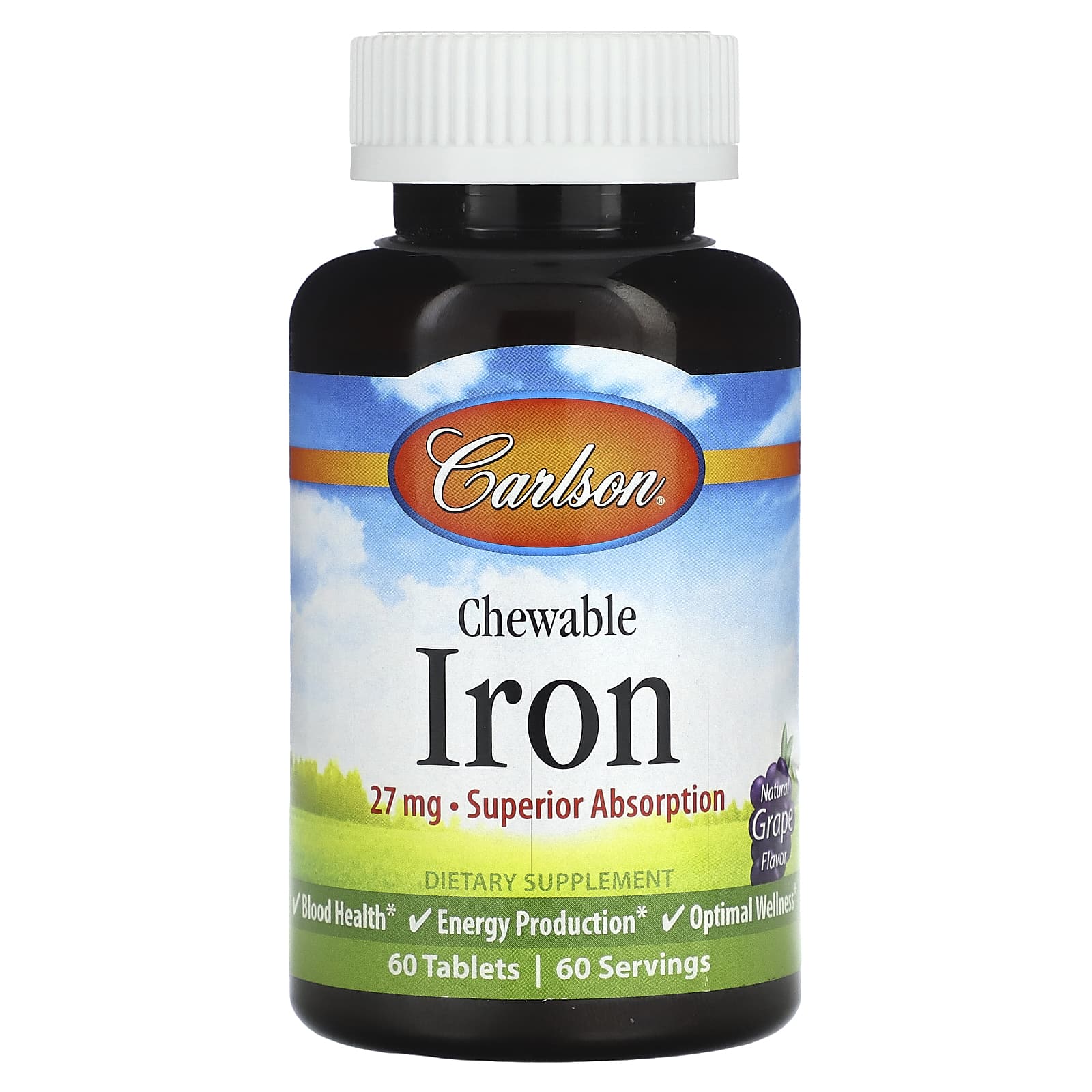 Carlson Labs, Chew-Iron, 60 Tablets UPC 088395558108 | HiLife Vitamins