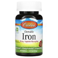 Carlson Labs, Chewable Iron, 60 Tablets UPC 088395559105 | HiLife Vitamins