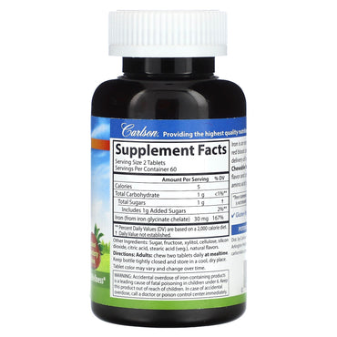Carlson Labs, Chewable Iron, 120 Tablets UPC 088395559204 | HiLife Vitamins