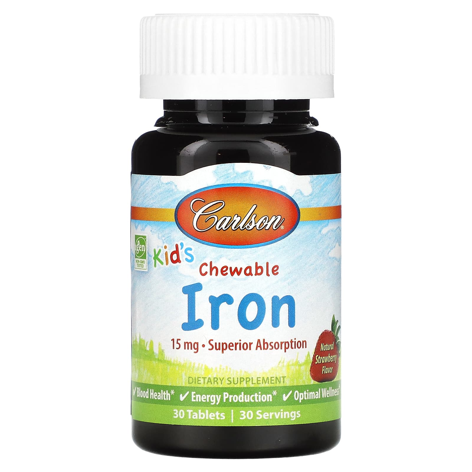 Carlson Labs, Kid's Chewable Iron, 30 Tablets UPC 088395559303 | HiLife Vitamins