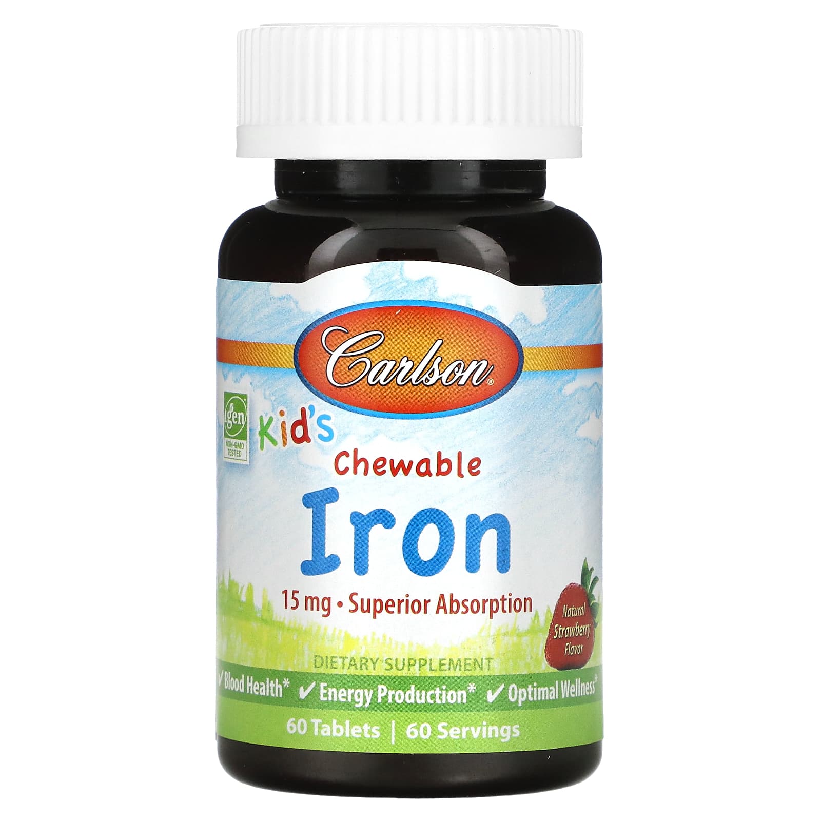 Carlson Labs, Kid's Chewable Iron, 60 Tablets UPC 088395559402 | HiLife Vitamins