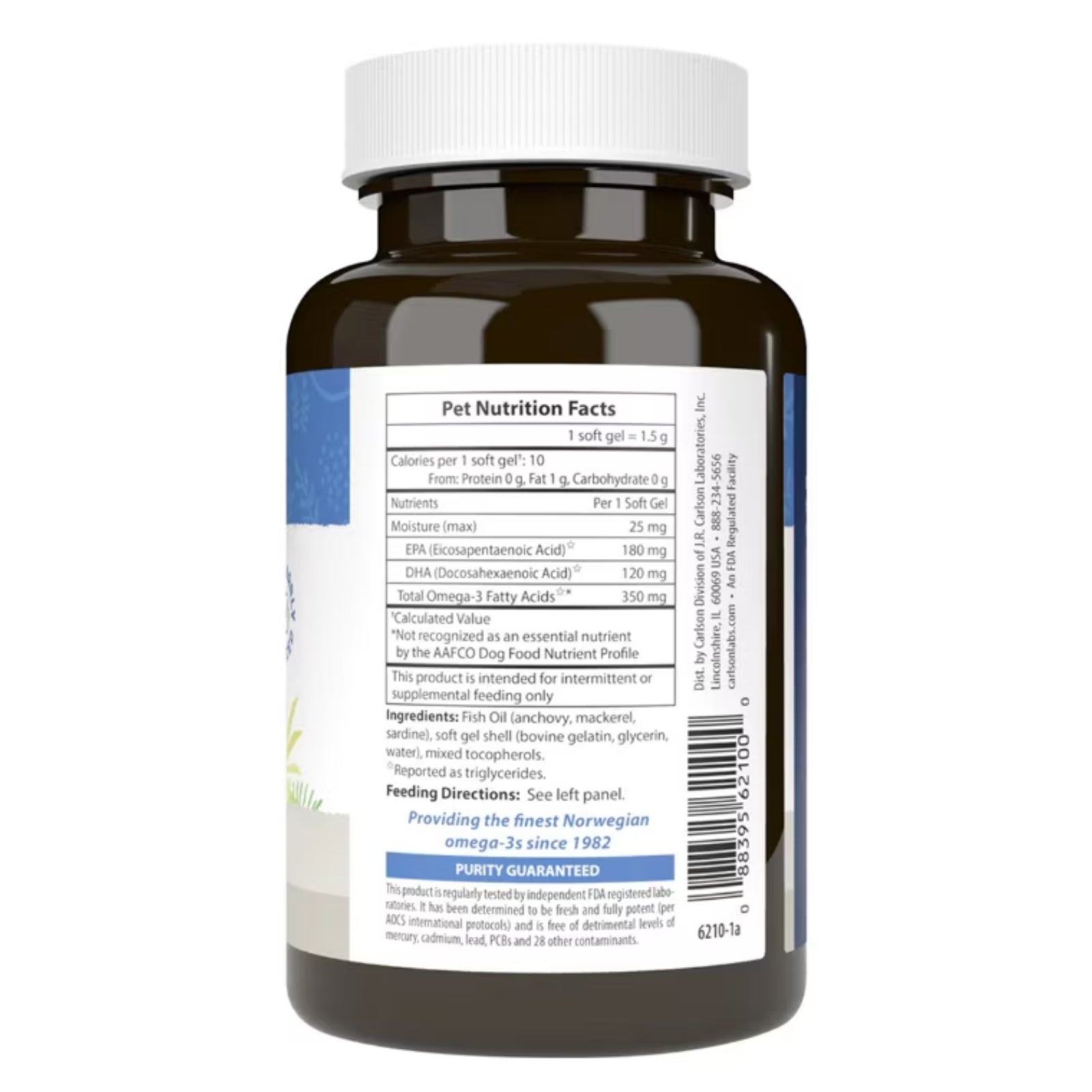 Carlson Labs, Omega-3 for Dogs, 60 Softgels UPC 088395621000 | Hilife Vitamins