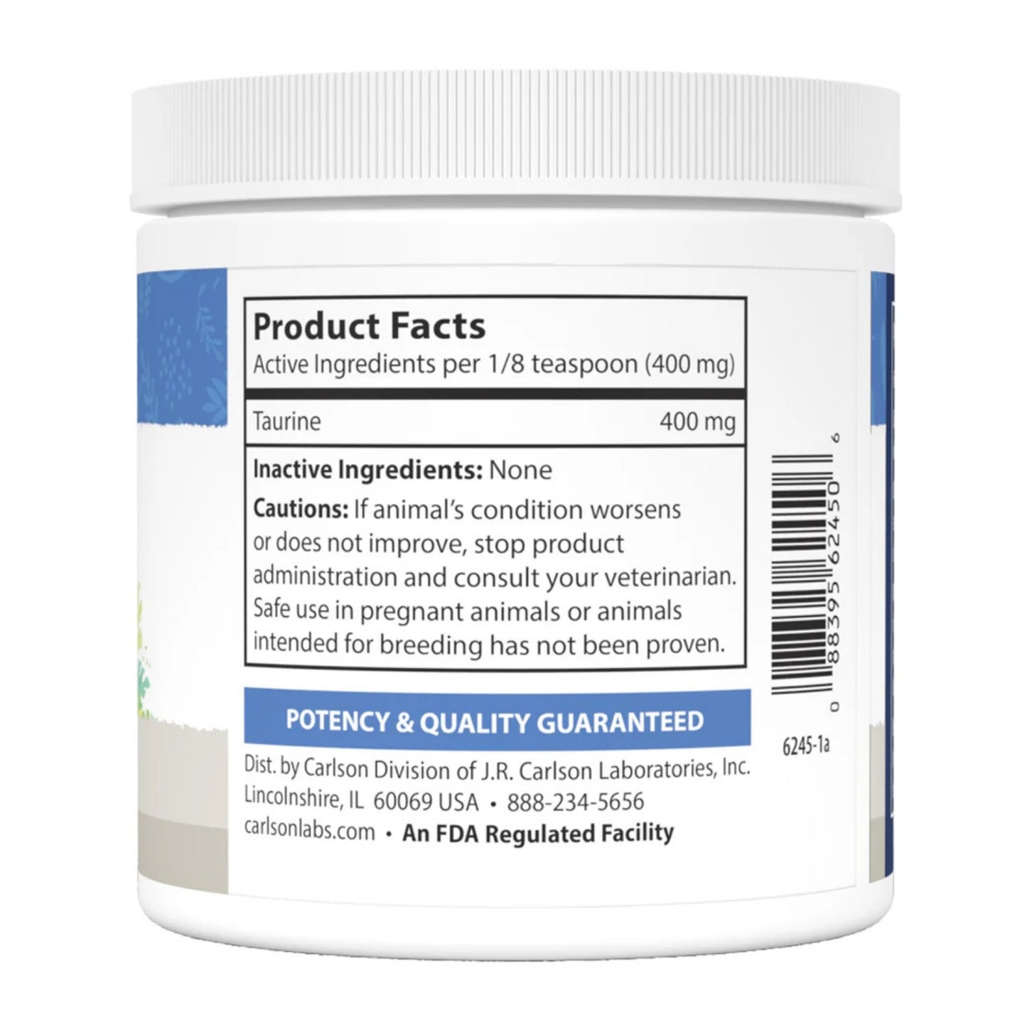 Carlson Labs, Taurine Powder for Cats, 3.5 oz (100 g) UPC 088395624506 | Hilife Vitamins