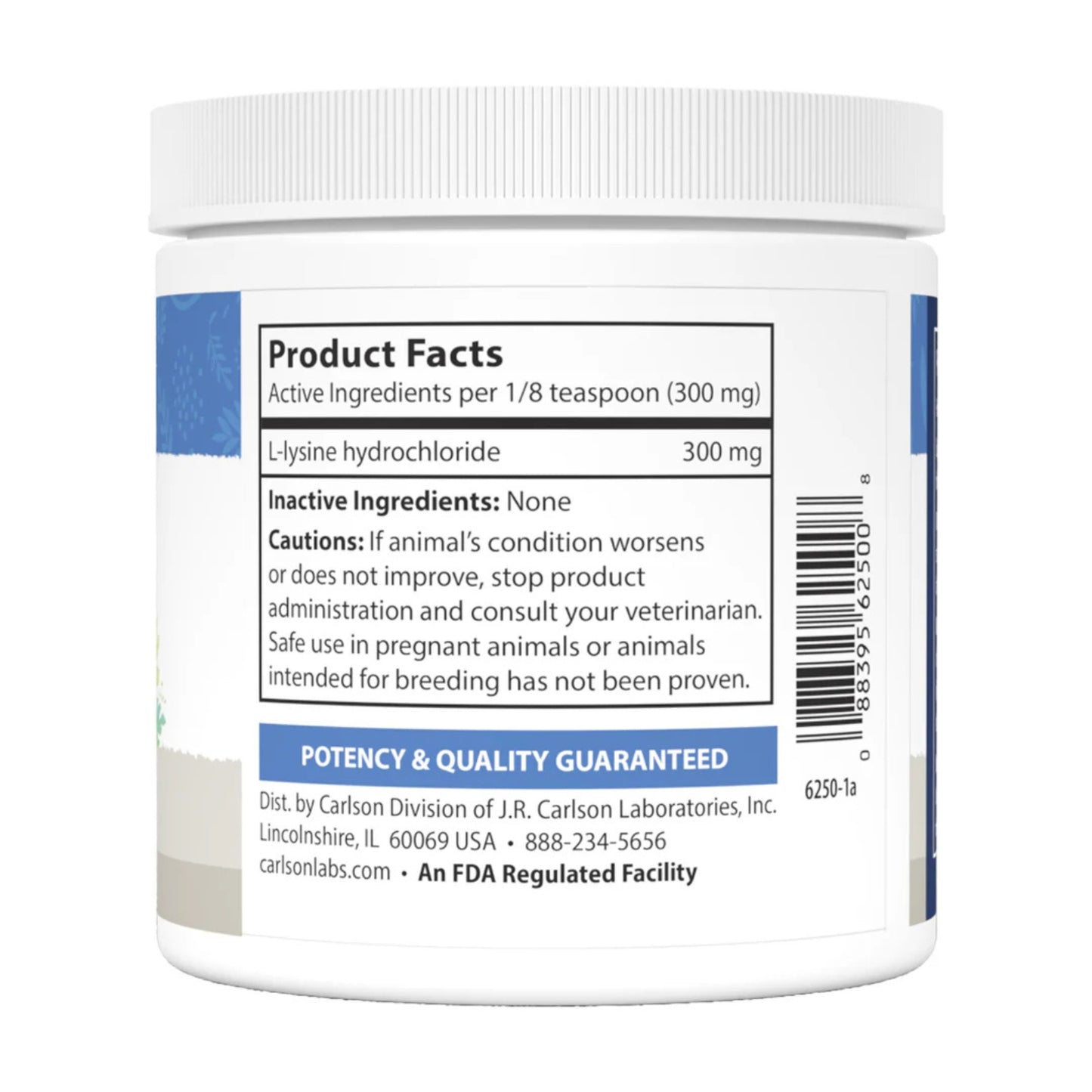 Carlson Labs, Lysine Powder for Cats, 3.5 oz (100 g) UPC 088395625008 | Hilife Vitamins