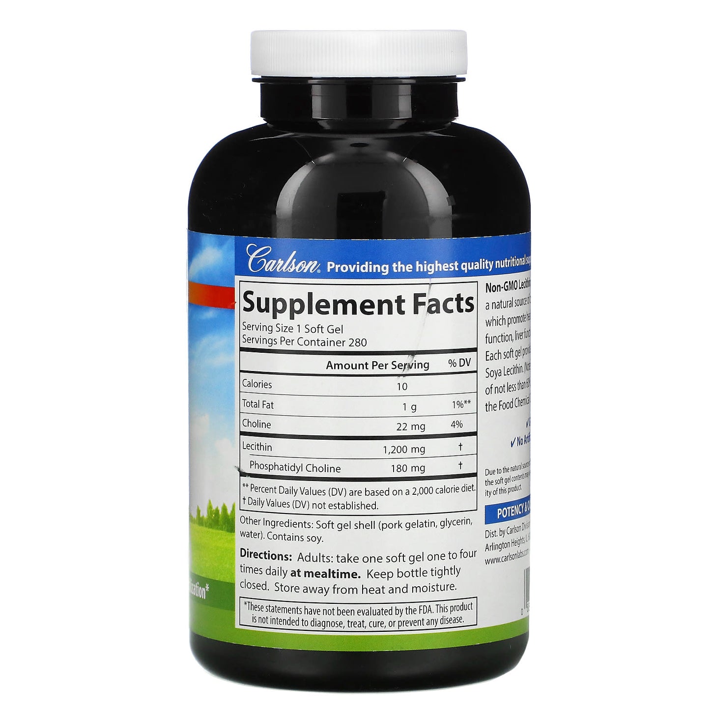 Carlson Labs, Lecithin, 280 Softgels UPC 088395862304 | HiLife Vitamins