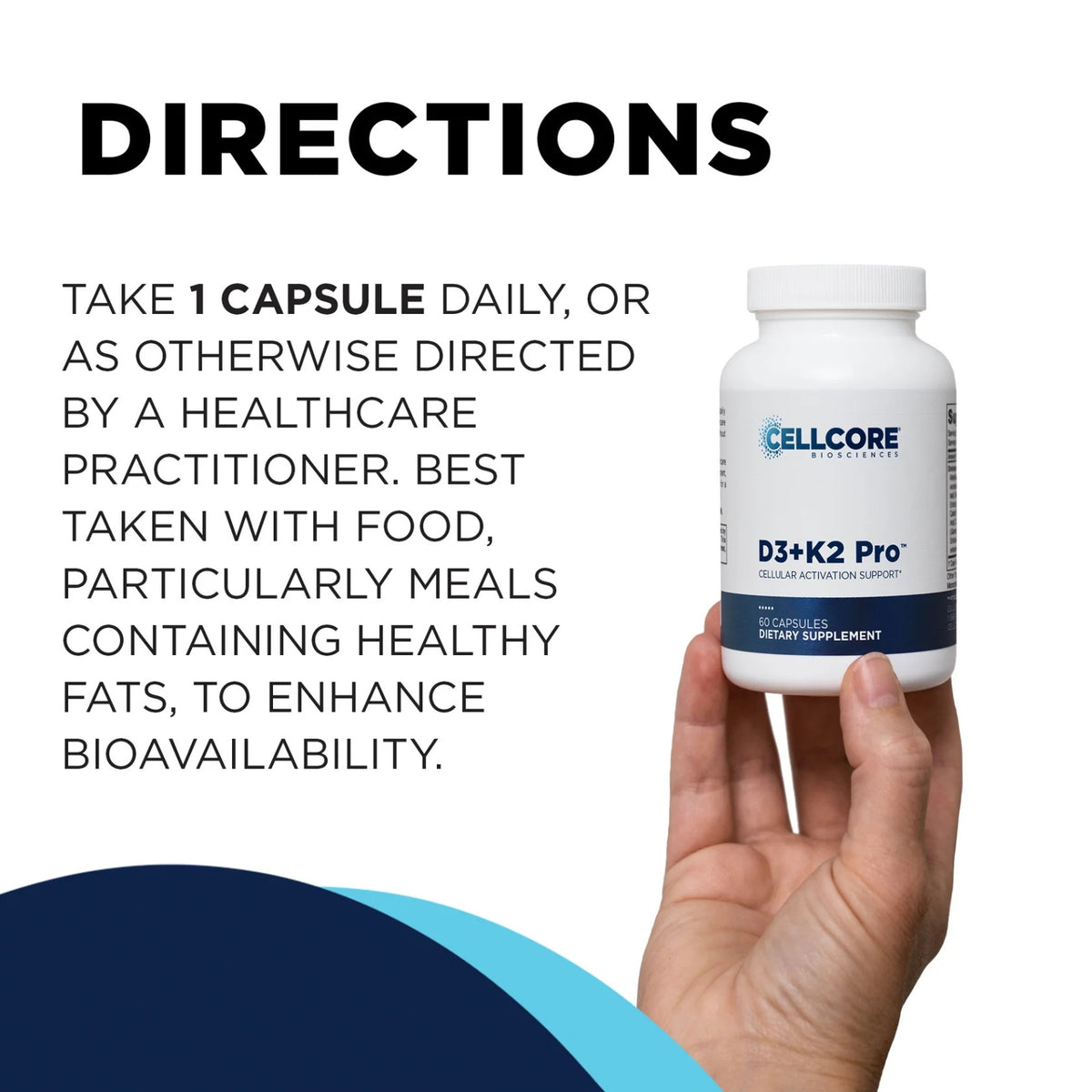 CellCore Biosciences, D3+K2 Pro™, 60 Capsules UPC 810131150761 | Hilife Vitamins