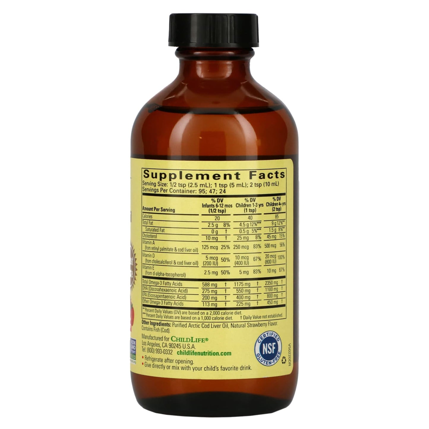 ChildLife Essentials, Cod Liver Oil Strawberry, 8 Oz UPC 608274105003 | Hilife Vitamins