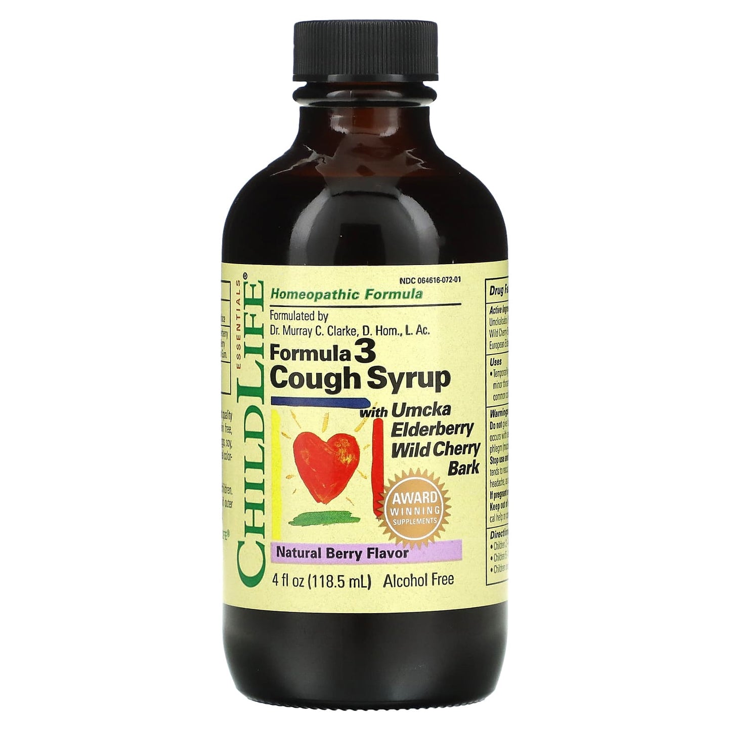 ChildLife Essentials, Formula 3 Cough Syrup Natural Berry Flavor, 4 Oz UPC 608274109506 | Hilife Vitamins