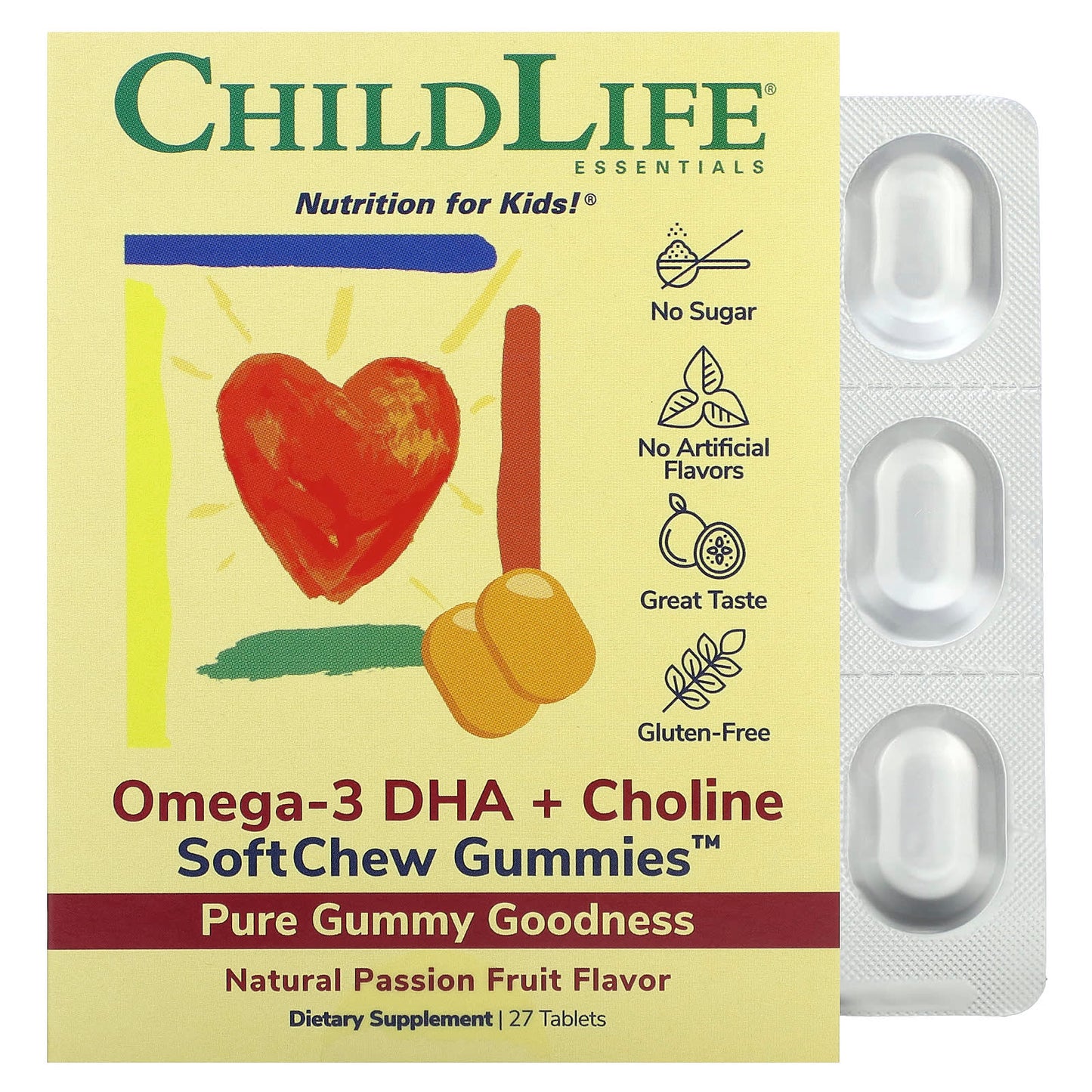 ChildLife Essentials, Omega-3 DHA + Choline SoftMelts, 27 TABLET UPC 608274110502 | Hilife Vitamins