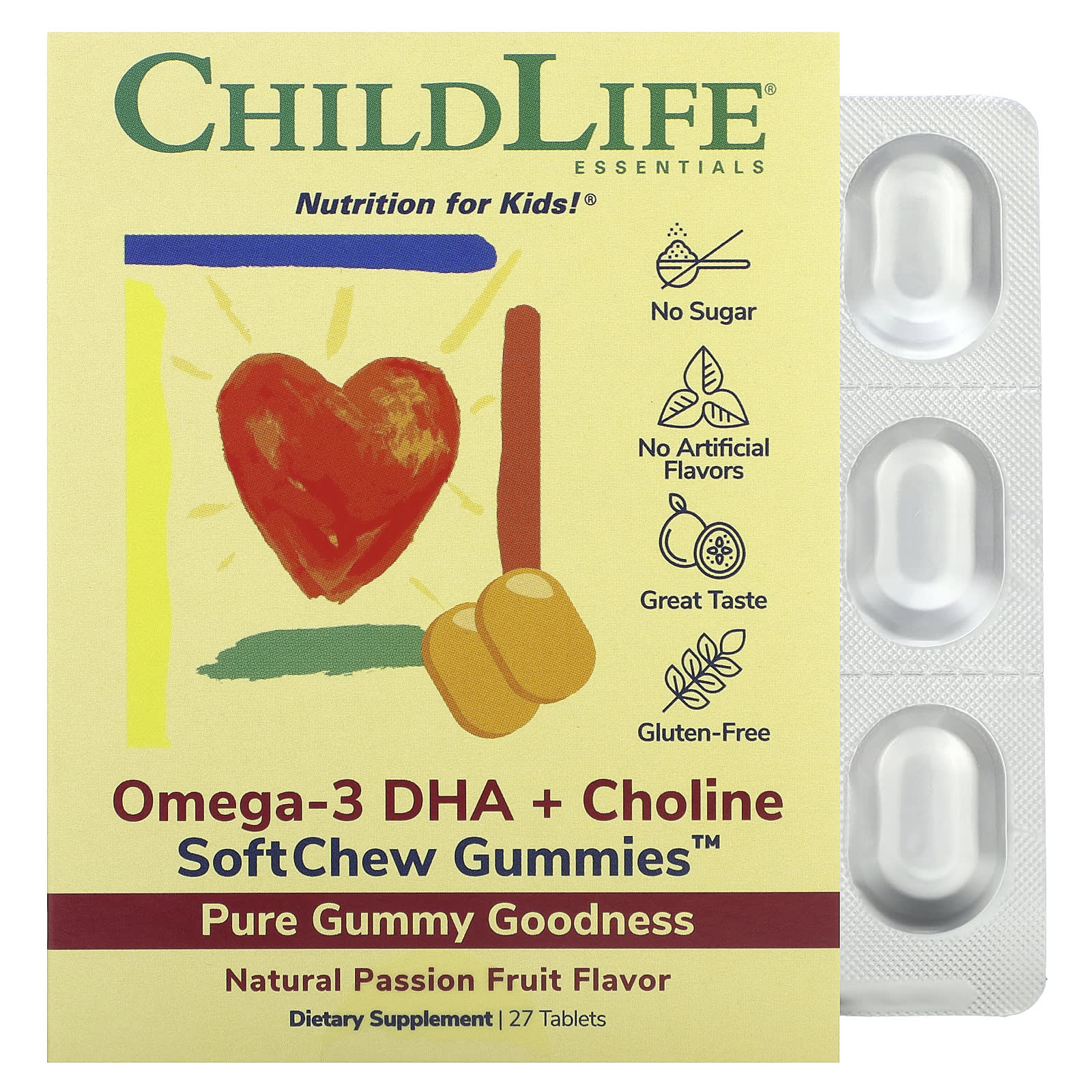 ChildLife Essentials, Omega-3 DHA + Choline SoftMelts, 27 TABLET UPC 608274110502 | Hilife Vitamins
