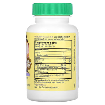 Childlife, Prenatal Dha-Lemon, 30 Softgels UPC 608274125001 | HiLife Vitamins