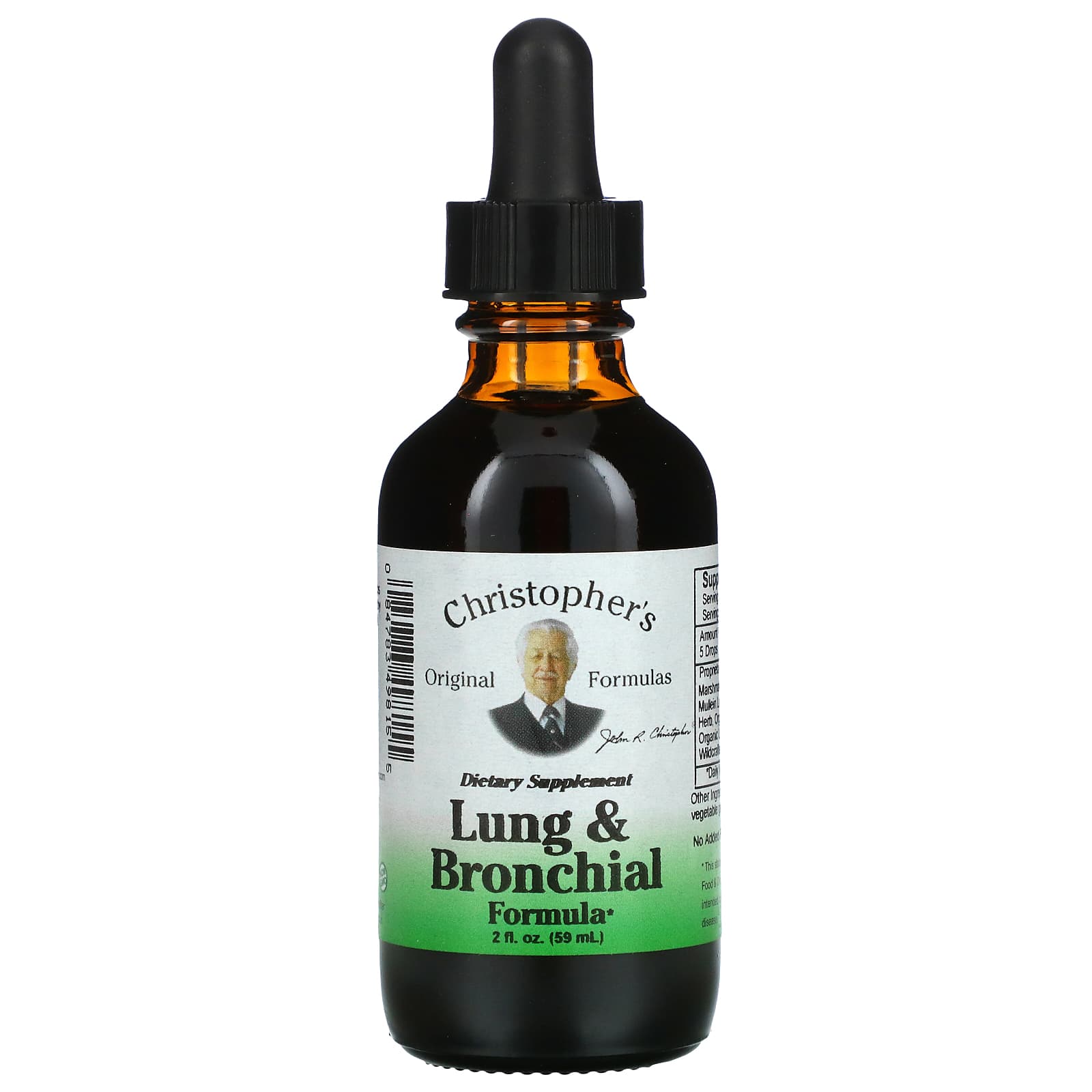 Christopher's Original Formulas, Lung & Bronchial Formula, 2 fl oz (59 ml) UPC 084783498155 | Hilife Vitamins