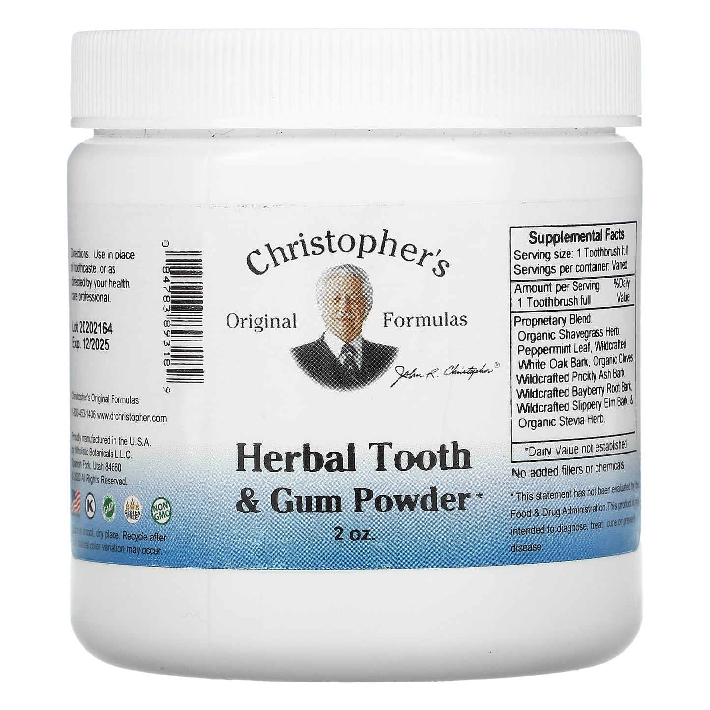 Christopher's Original Formulas, Nourish Herbal Tooth Powder, 2 oz UPC 084783893189 | Hilife Vitamins