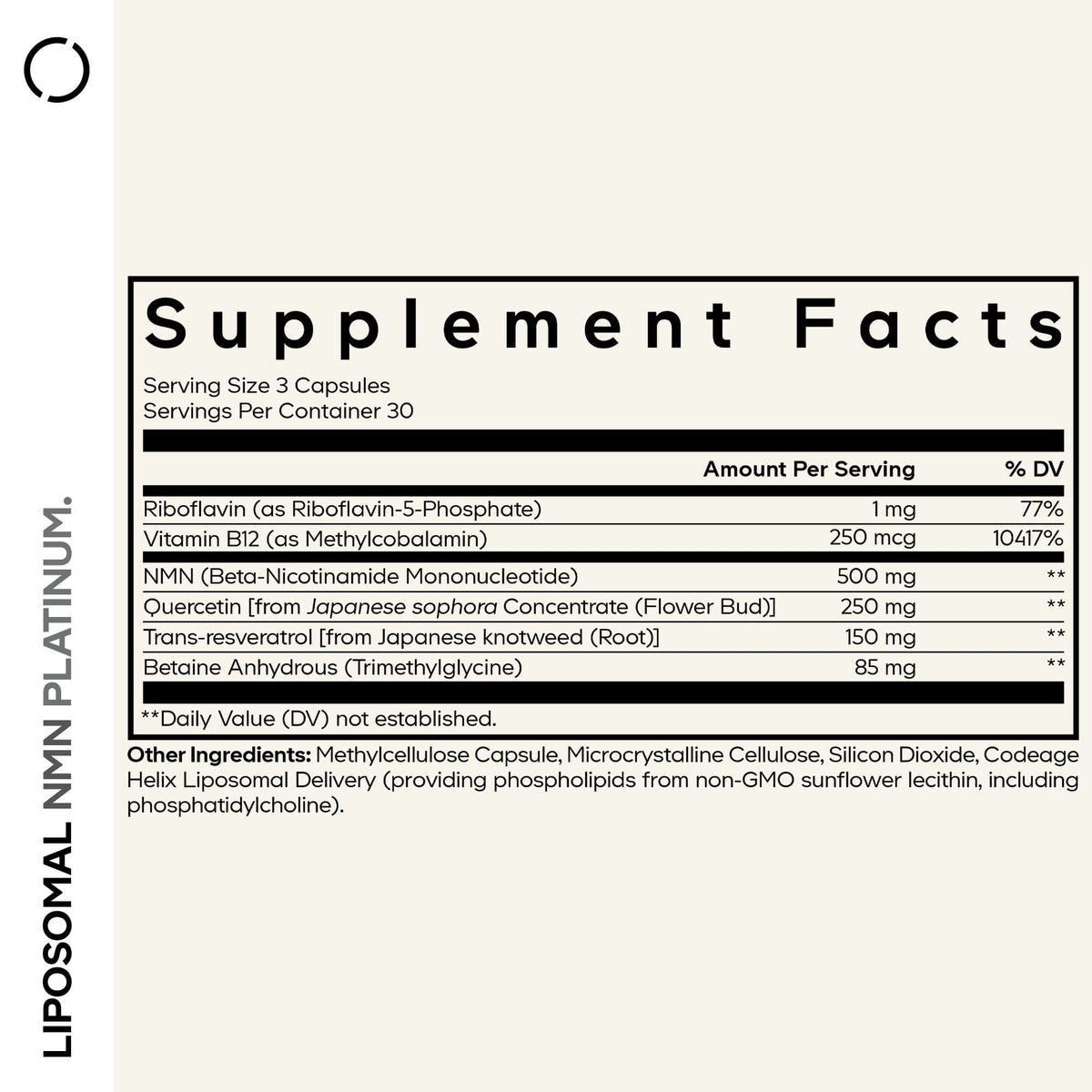 Codeage, Liposomal NMN Platinum, 90 capsules UPC 850026121148 | Hilife Vitamins