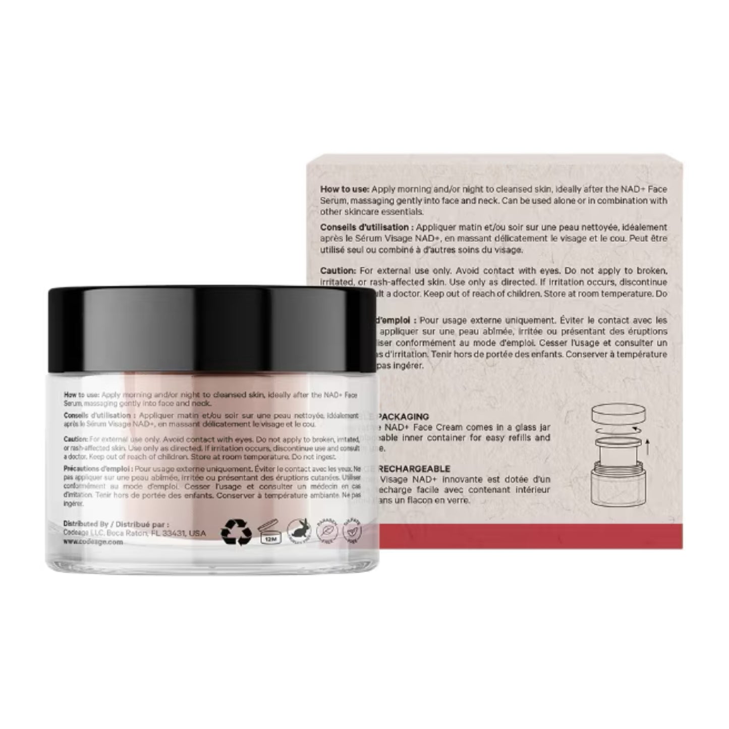 Codeage, Maison Rouge NAD+ Face Cream, 1.7 fl oz (50 ml) UPC 850026121308 | Hilife Vitamins