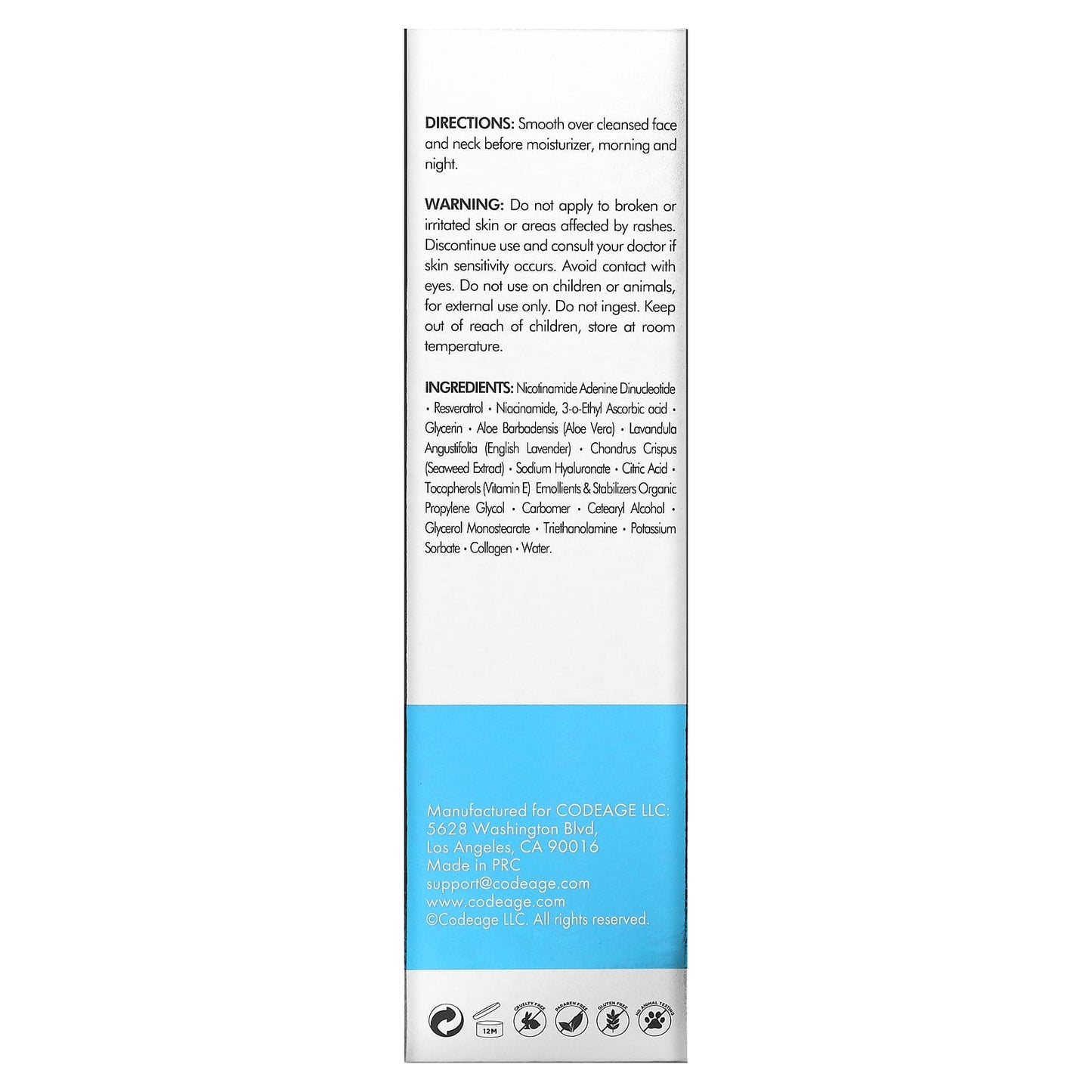 Codeage, Eternal Platinum NAD Serum, 3.4 fl oz (100 ml) UPC 850026121315 | HiLife Vitamins