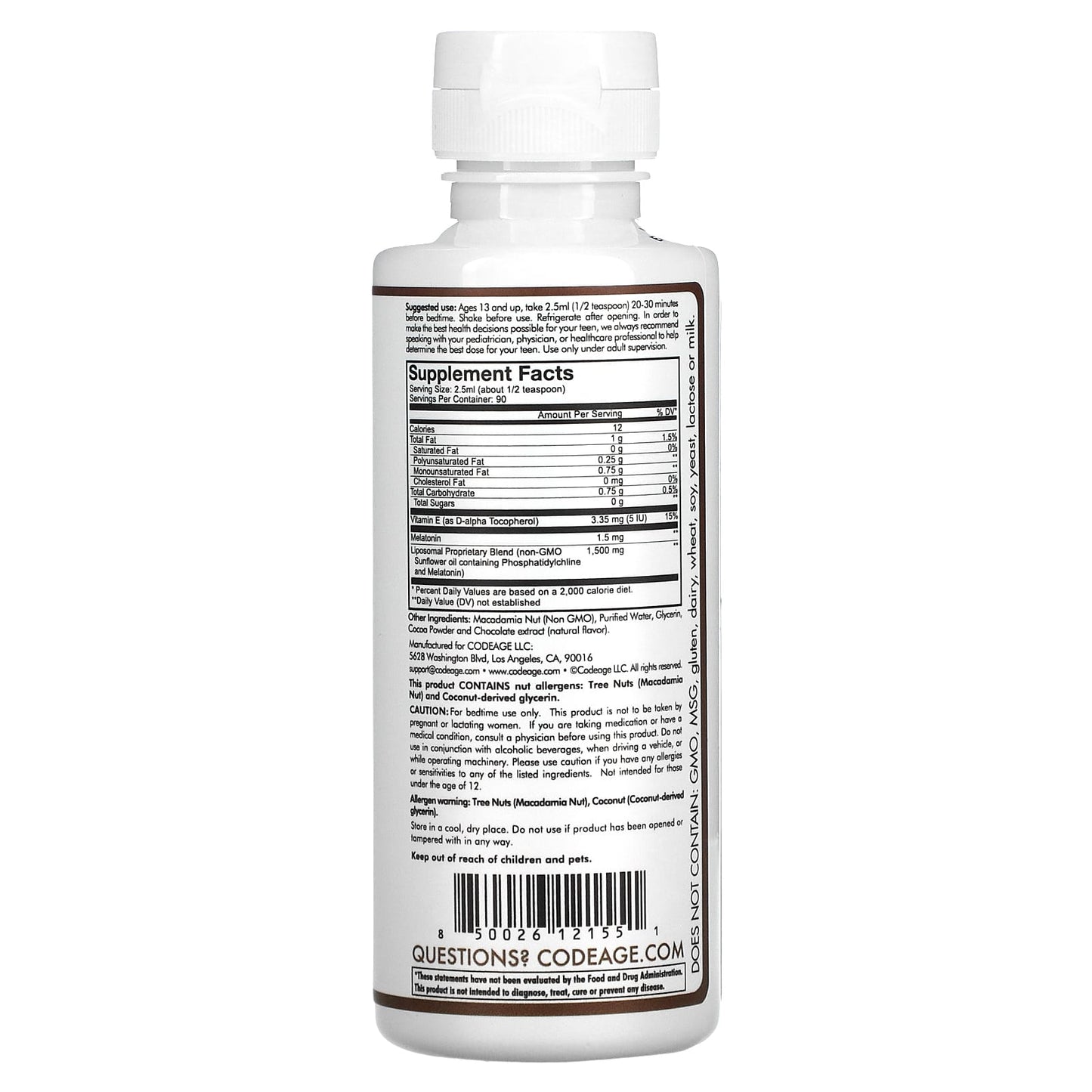 Codeage, Teen Sleep+, Chocolate Smoothie, 8 fl oz (225 ml) UPC 850026121551 | HiLife Vitamins