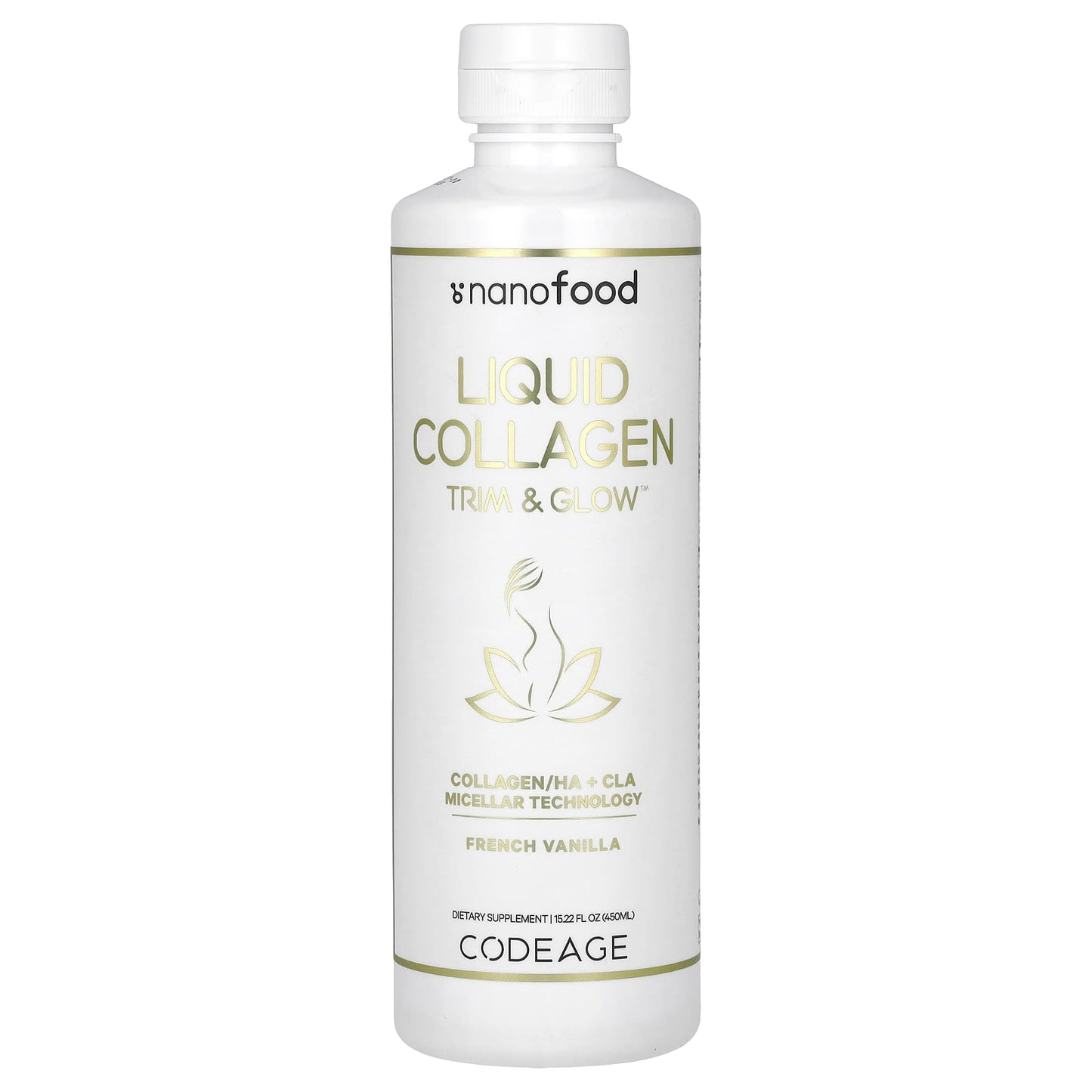 Codeage, Nanofood, Liquid Collagen, Trim & Glow, French Vanilla, 15.22 fl oz (450 ml) UPC 850026121612 | HiLife Vitamins