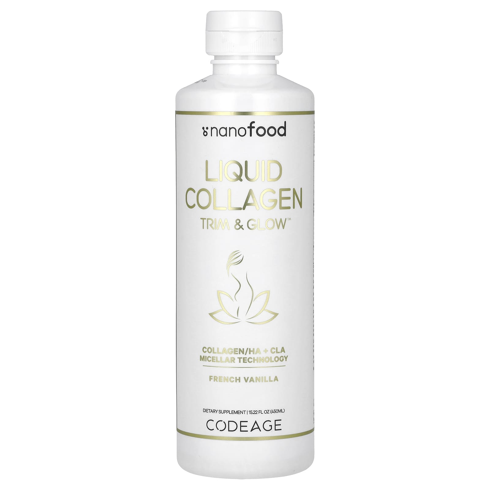 Codeage, Nanofood, Liquid Collagen, Trim & Glow, French Vanilla, 15.22 fl oz (450 ml) UPC 850026121612 | HiLife Vitamins