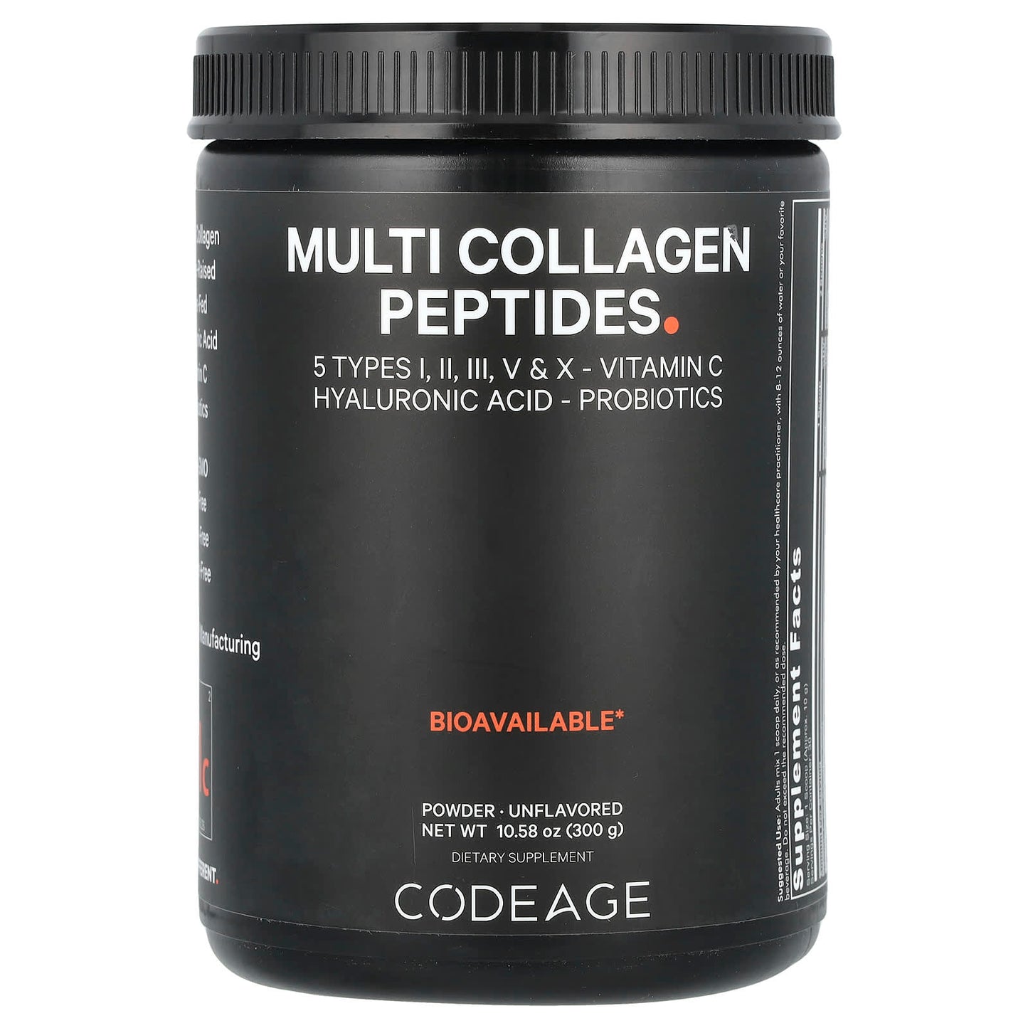 Codeage, Multi Collagen Peptides Powder, Unflavored, 10.58 oz (300 g) UPC 850026121629 | HiLife Vitamins